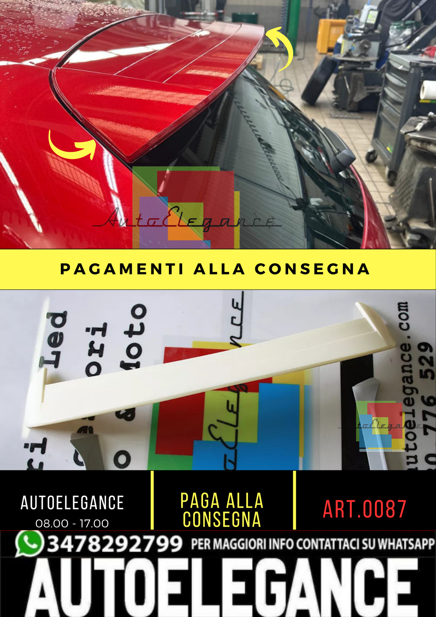 🔥SEAT LEON 5F 5 PORTE 2012+ SPOILER SUL TETTO POSTERIORE + DEFLETTORI ABS -.-🔥