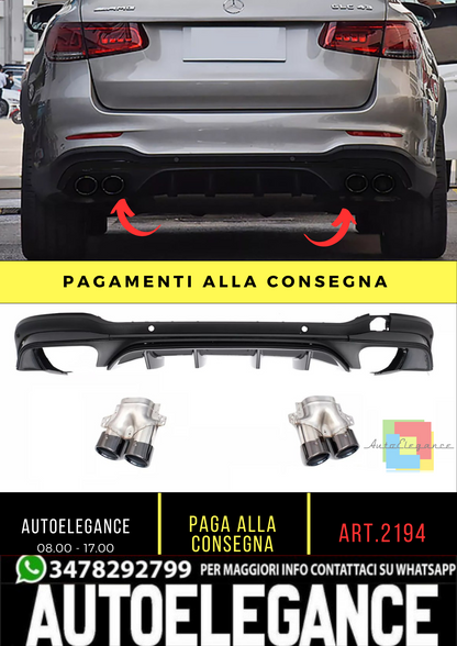 ⭐2194 DIFFUSORE GLC X253 2015-2018 SUV LOOK GLC43 PROFILO NERO + TERMINALI⭐