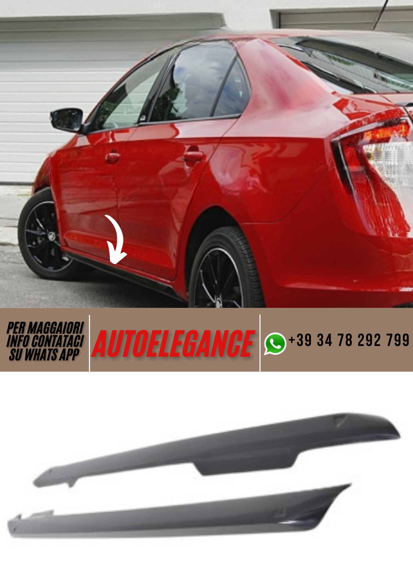 ❤️Spoiler minigonne laterali  ADATTO PER SKODA RAPID❤️