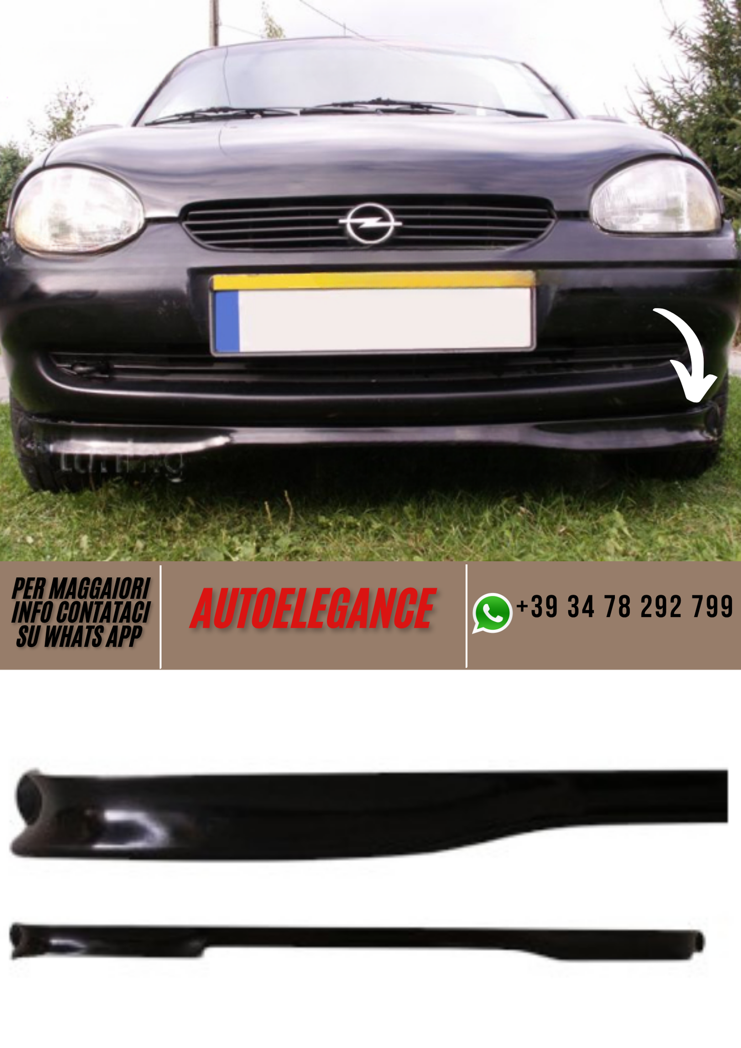 ❤️Spoiler Paraurti Anteriore Compatibile per OPEL Corsa B (1997–2000)❤️