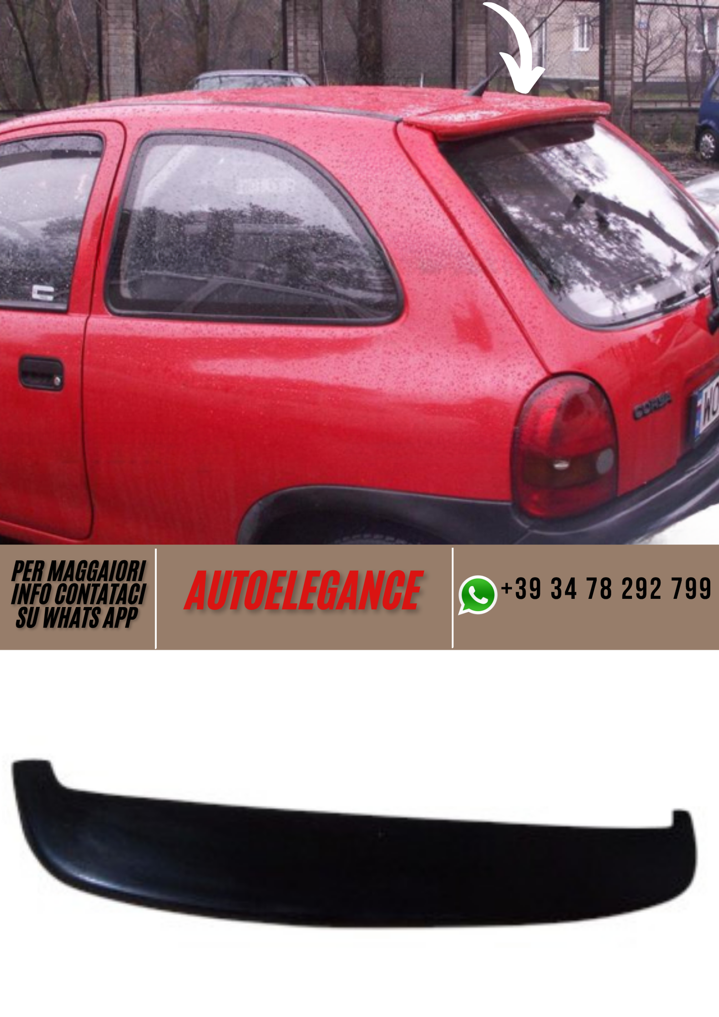 ❤️Tappo Spoiler Posteriore Compatibile per OPEL Corsa B 3 Porte❤️