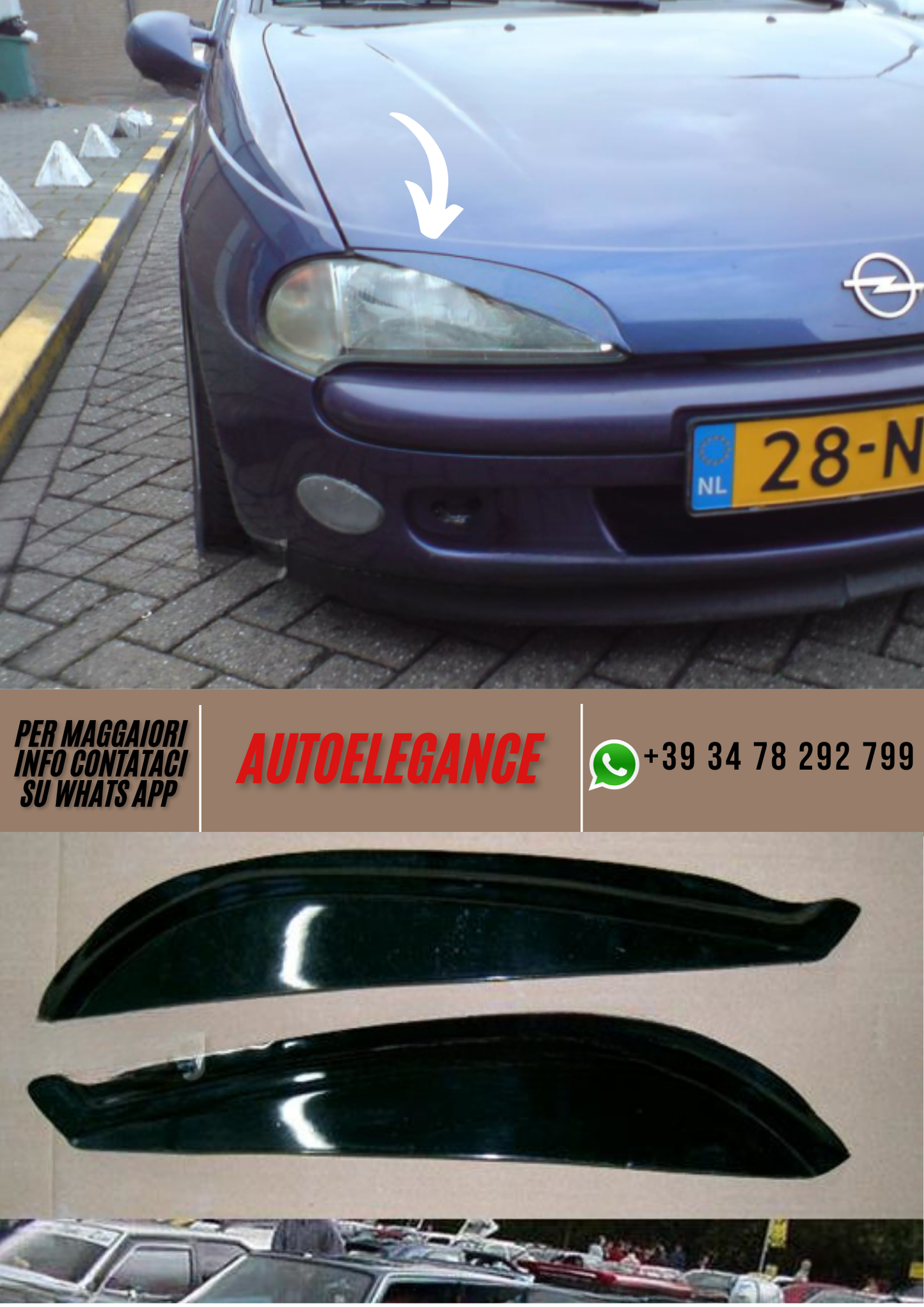 ❤️Palpebre Fari Compatibili con OPEL Tigra A (ver 1) – Look Sportivo Nero❤️