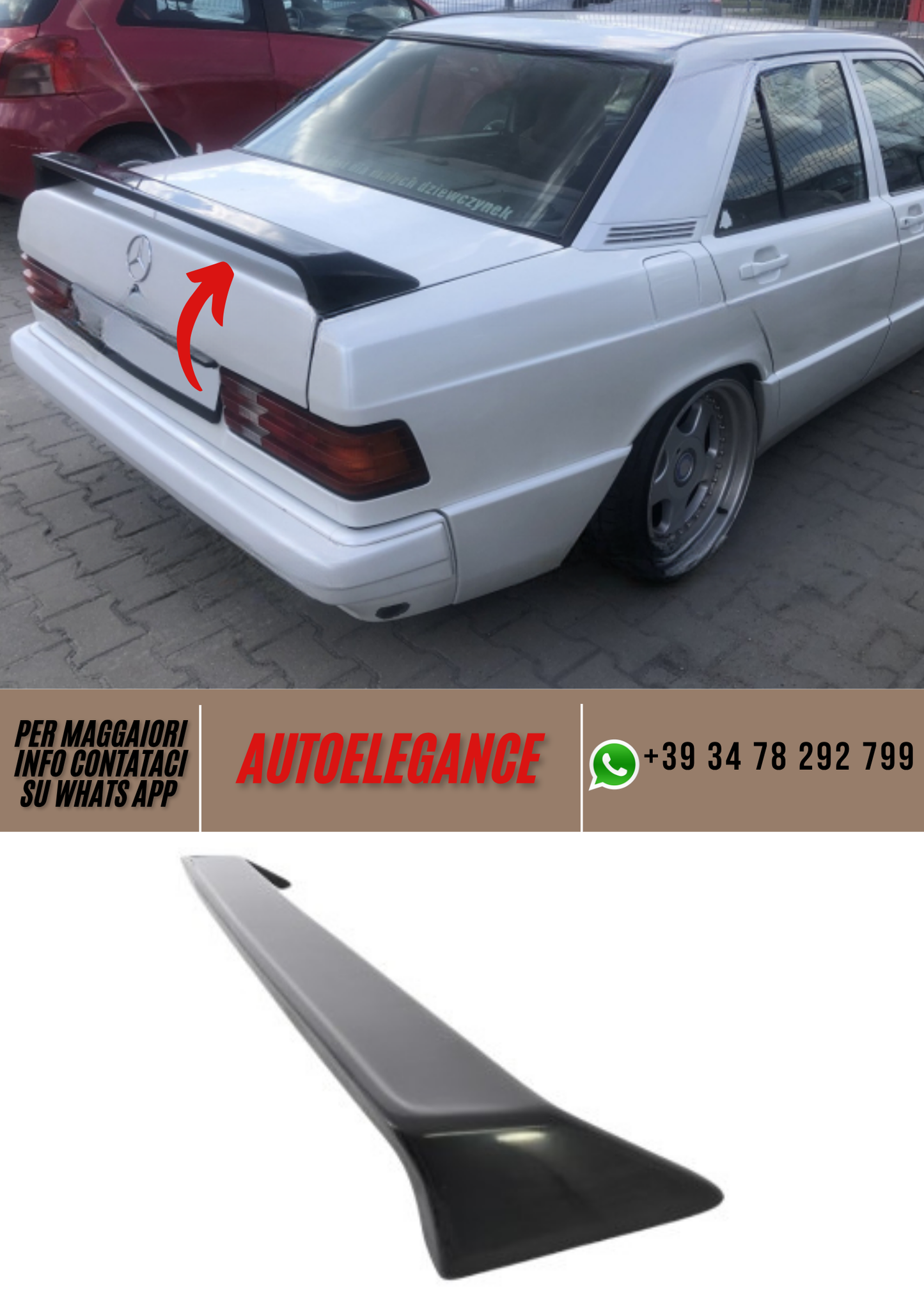 ❤️Tappo spoiler posteriore compatibile con MERCEDES W201 190 (1982–1993) ❤️