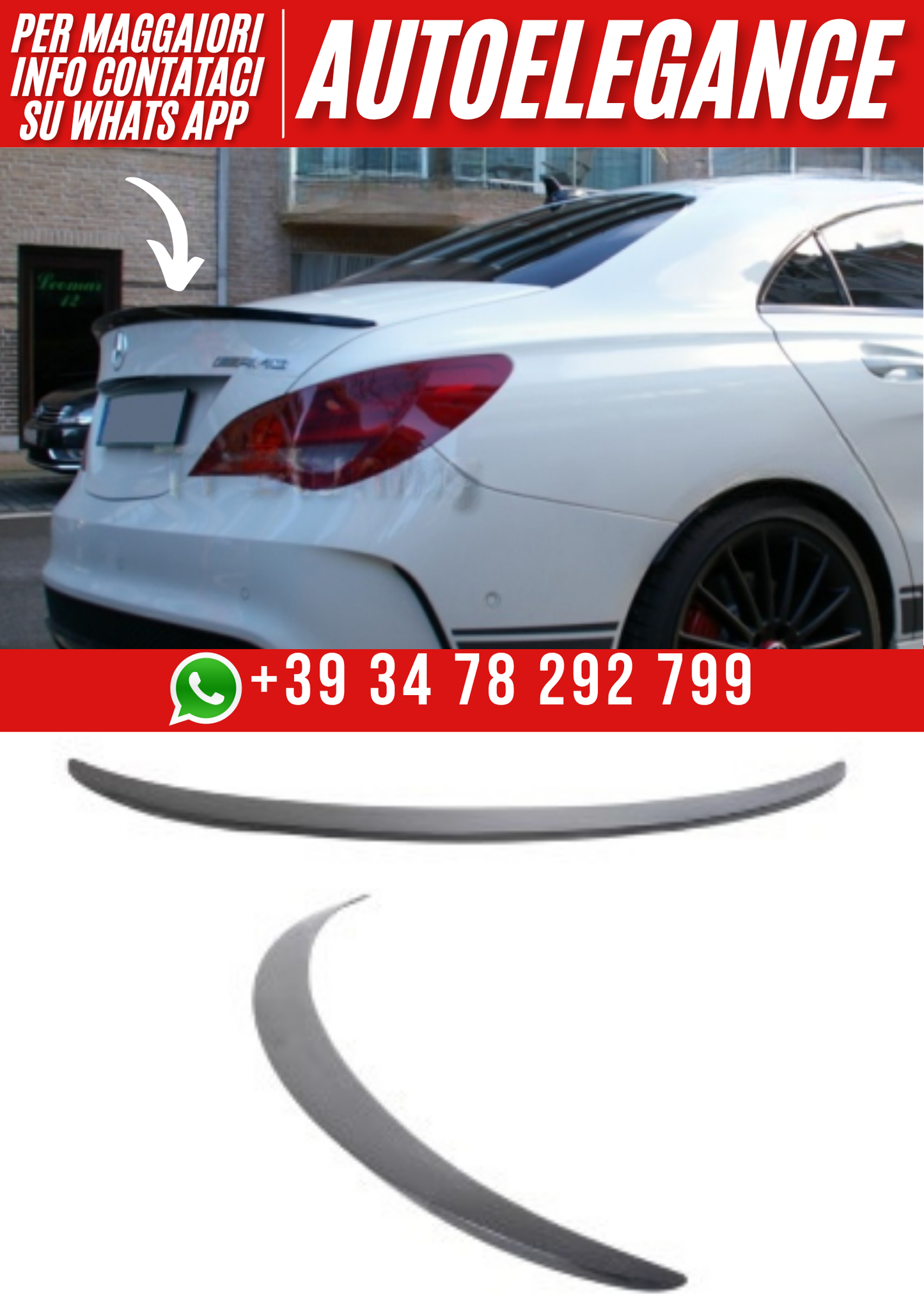 ❤️Tappo spoiler posteriore compatibile con MERCEDES CLA C117 Berlina ❤️