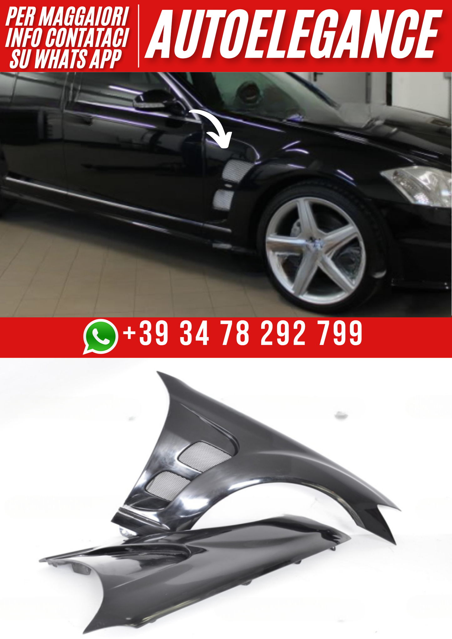 ❤️Parafanghi anteriori compatibili con MERCEDES Classe S W221 (2005–2013)❤️