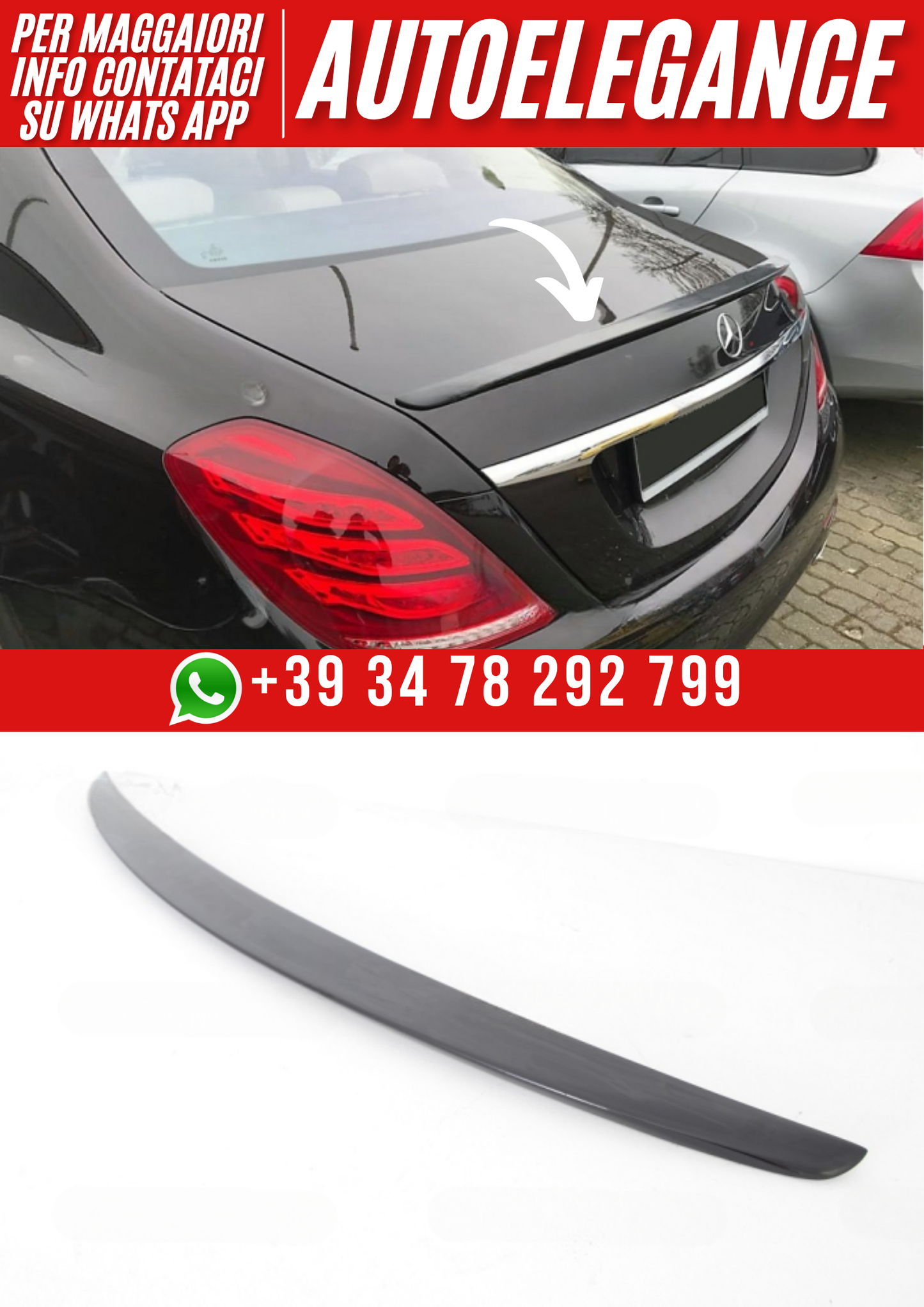 ❤️Spoiler posteriore compatibile con MERCEDES Classe S W222 (2013–2020)❤️