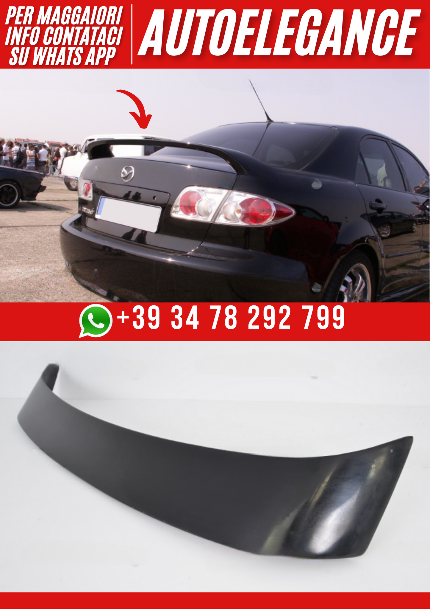 ❤️Spoiler posteriore compatibile con MAZDA 6 HB 2002–2007❤️