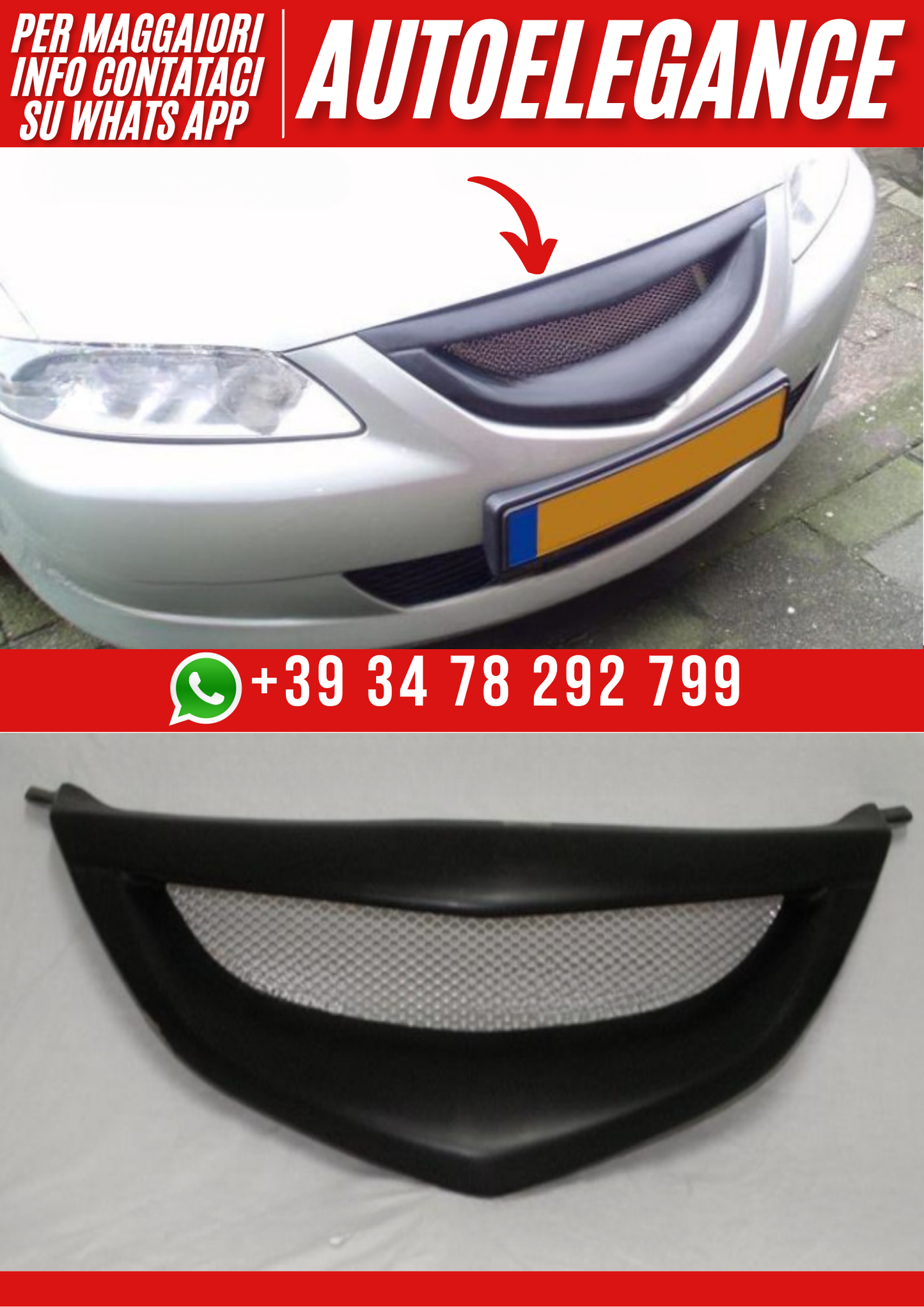 ❤️Griglia anteriore compatibile con MAZDA 6 2002–2005 (ver. I)❤️