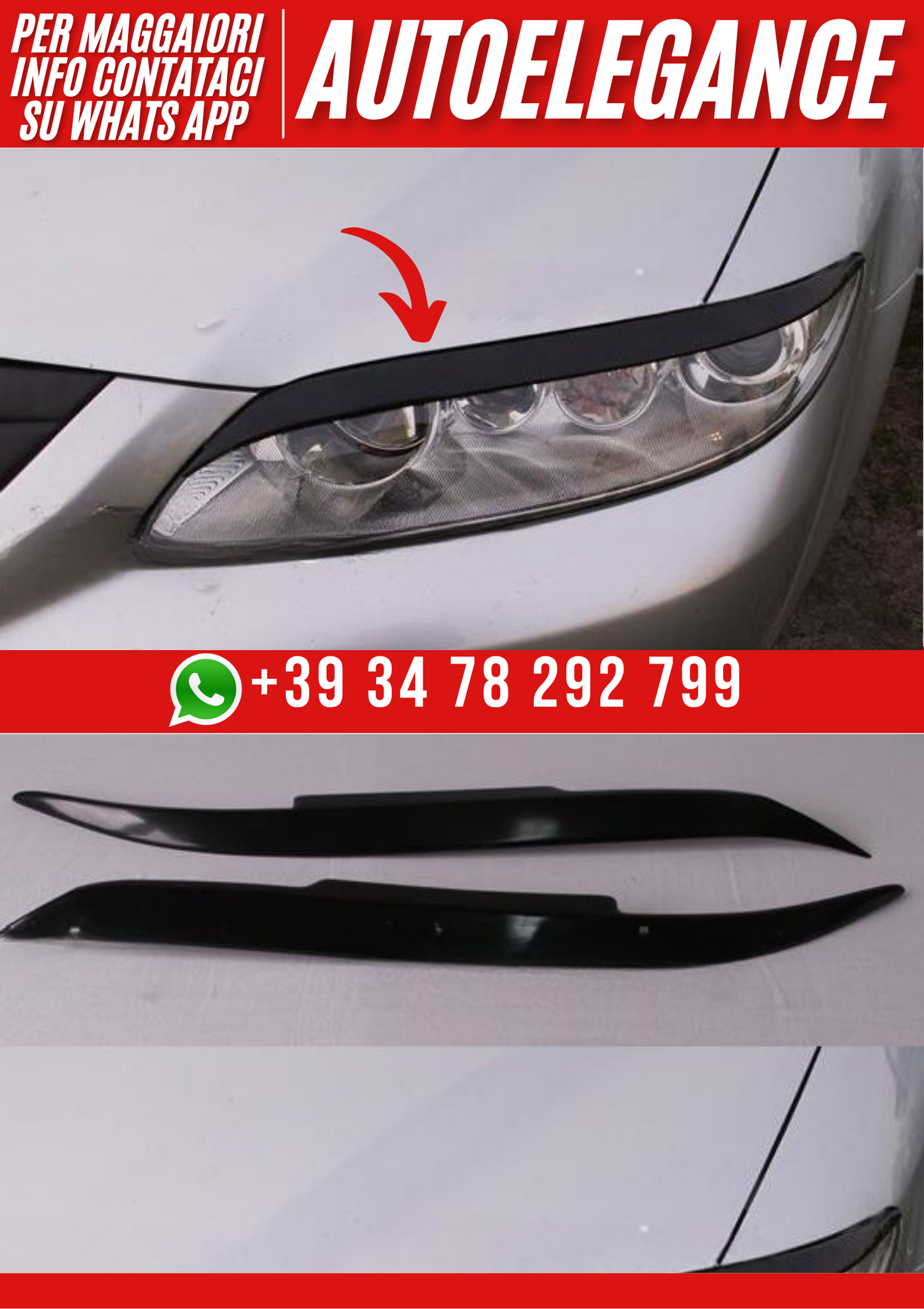 ❤️Palepebre fari anteriori compatibili con MAZDA 6 2002–2005 (Versione I)❤️