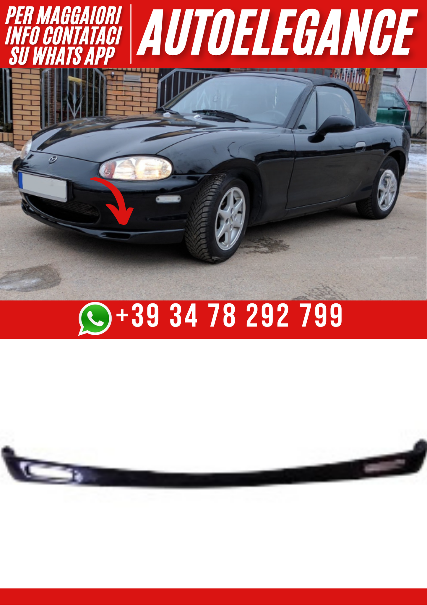 ❤️Spoiler anteriore compatibile con MAZDA MX-5 NB 1997–2002 paraurti frontale ❤️