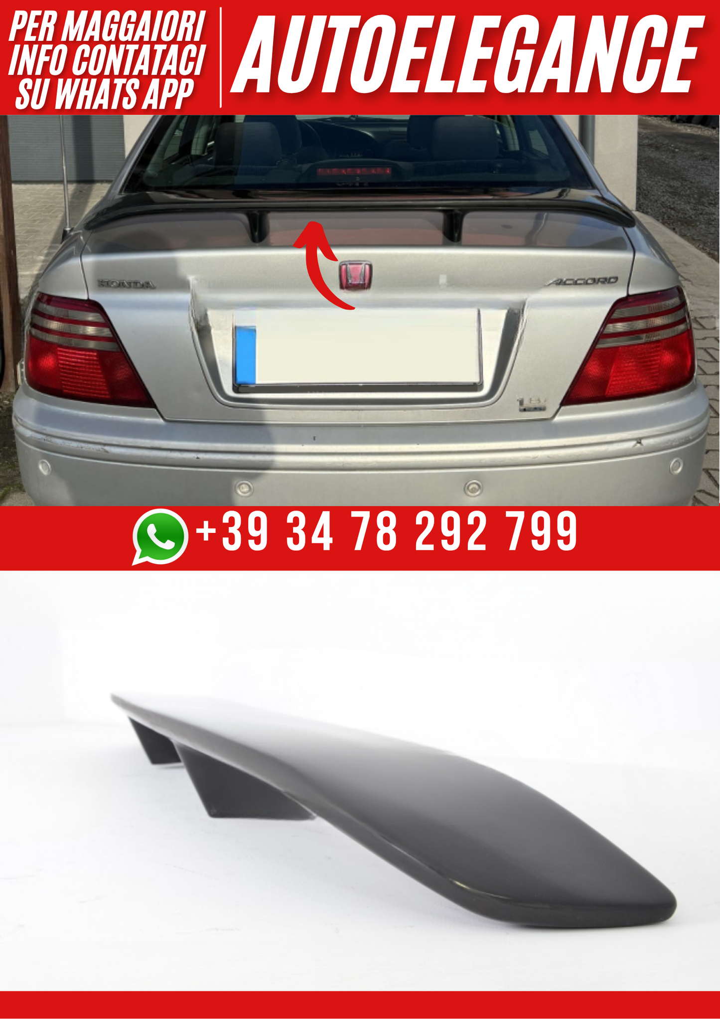 ❤️Spoiler posteriore compatibile con HONDA Accord Berlina 1999–2002 look sport❤️