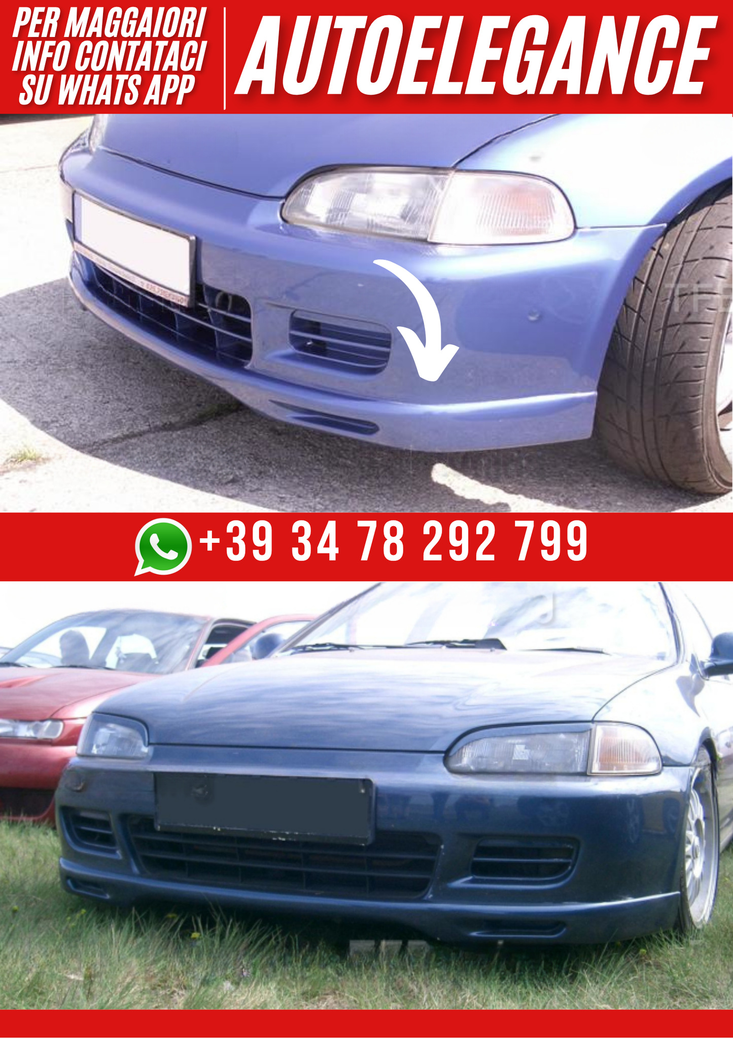 ❤️Spoiler anteriore compatibile con HONDA Civic 1992–1995❤️