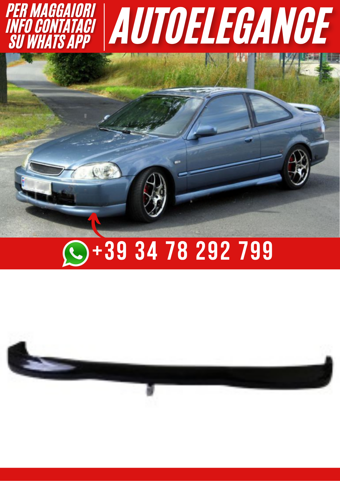 ❤️Spoiler anteriore compatibile con HONDA Civic 1995–1999 Coupé❤️