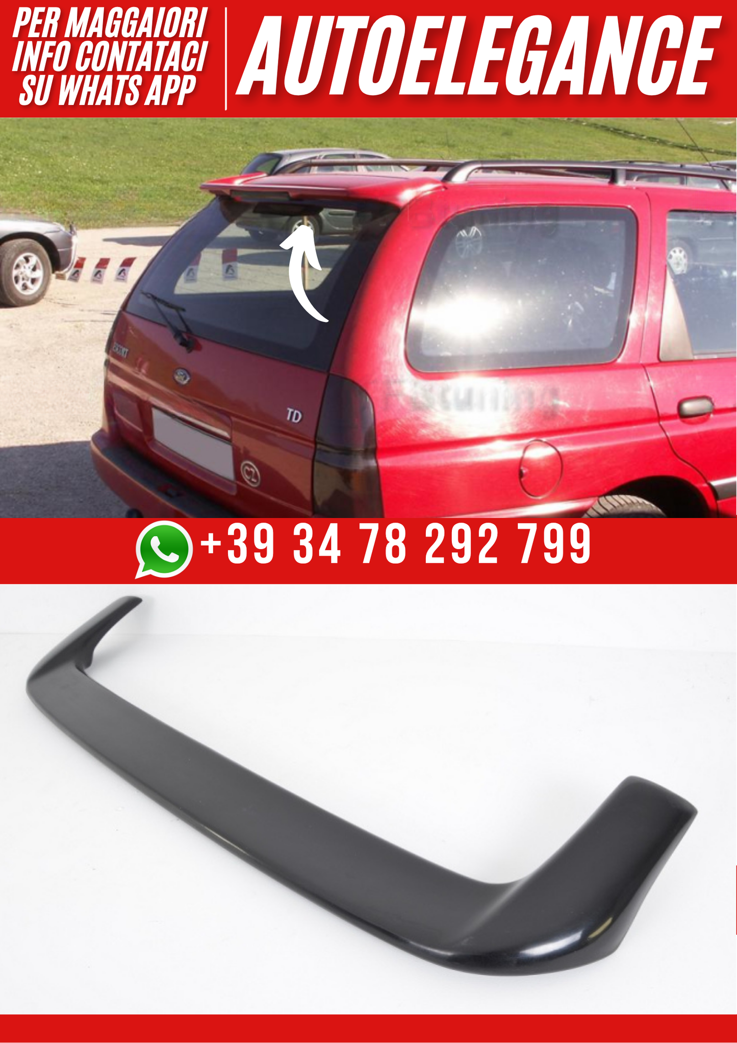 ❤️Spoiler posteriore compatibile con Ford Escort Kombi 1992–2000❤️