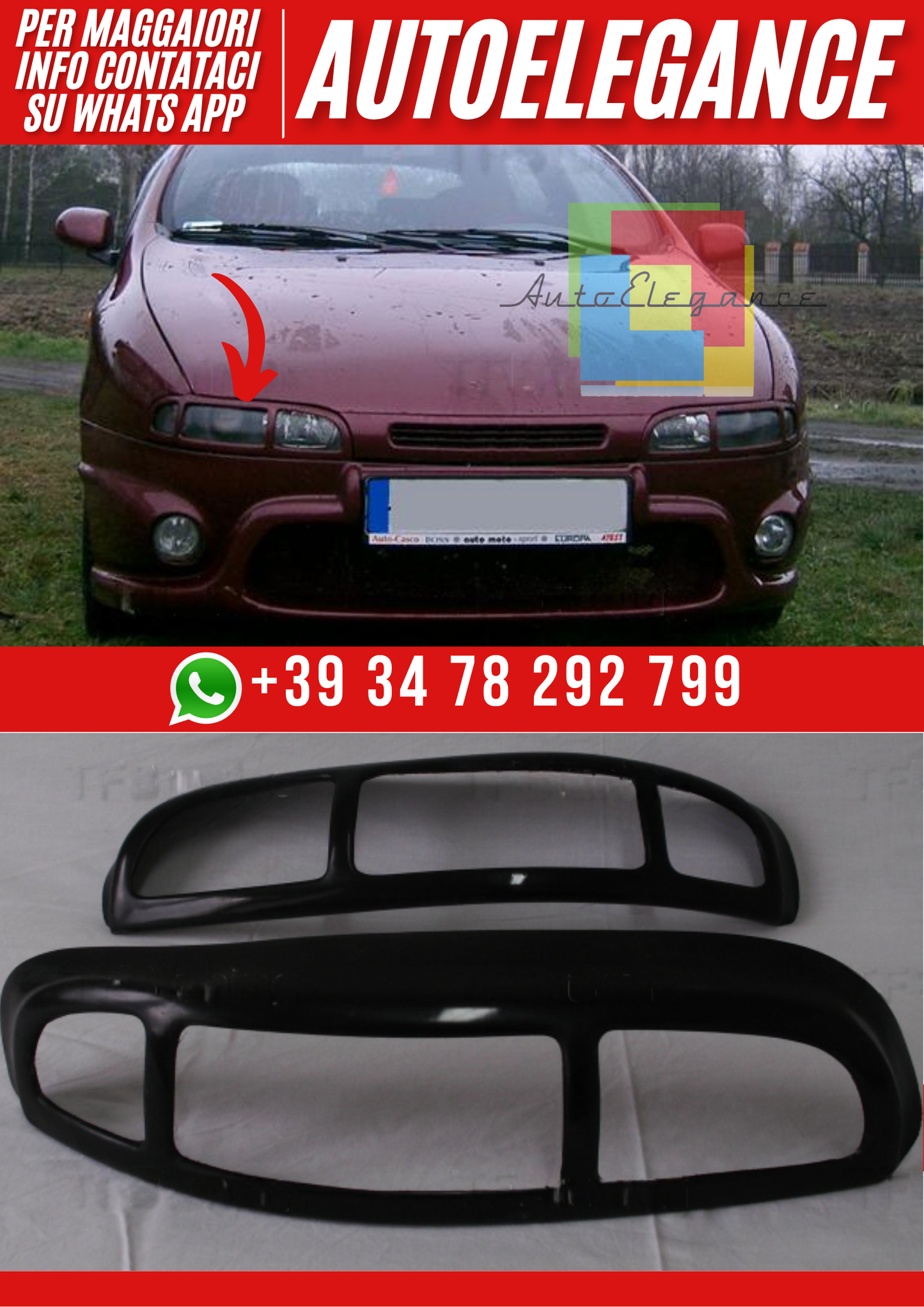 ❤️Mascherine Coprifari Compatibili con Fiat Bravo / Brava 1995–2001❤️