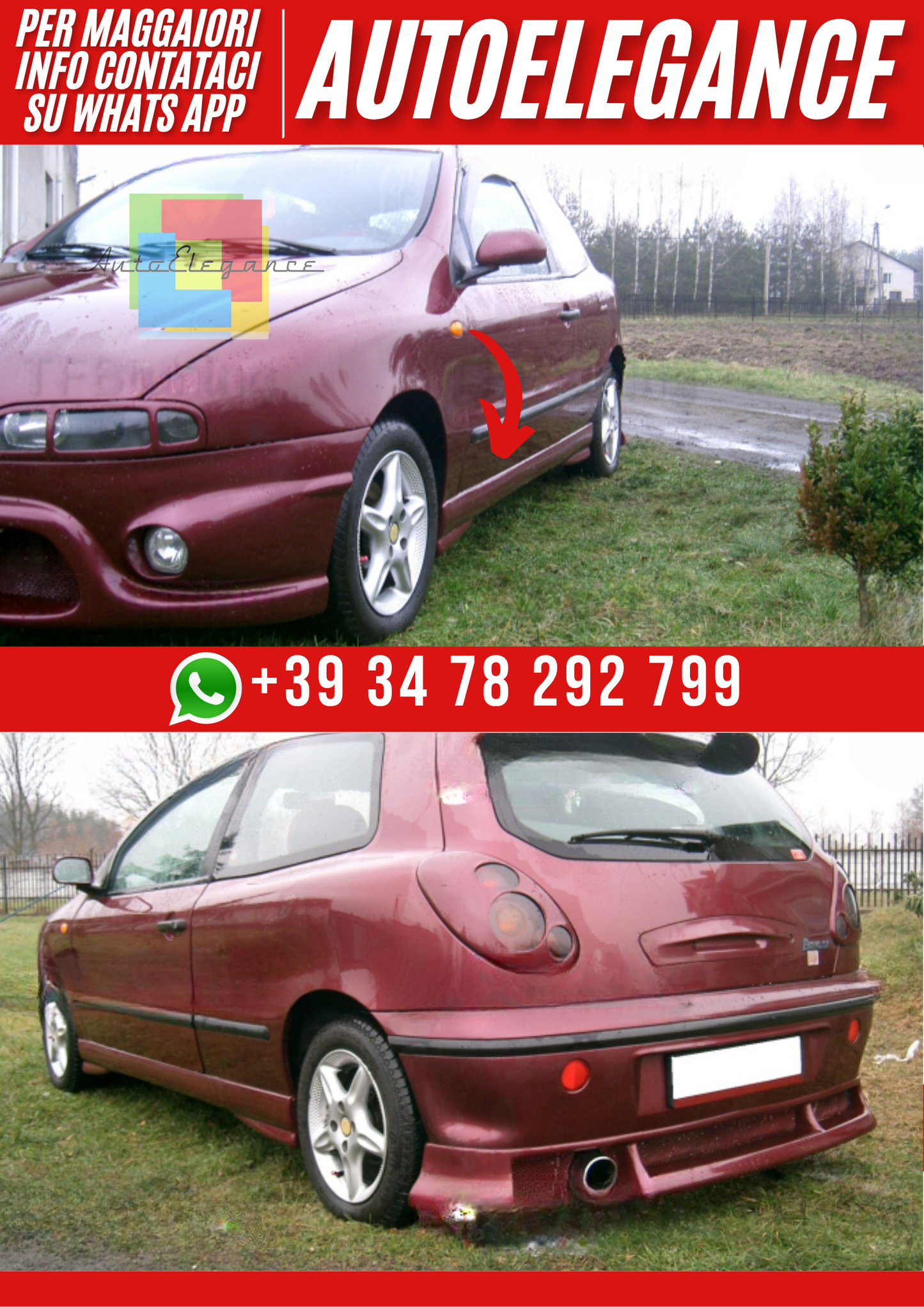 ❤️Minigonne Laterali  Compatibili con Fiat Bravo / Brava 1995–2001 Ver 2❤️