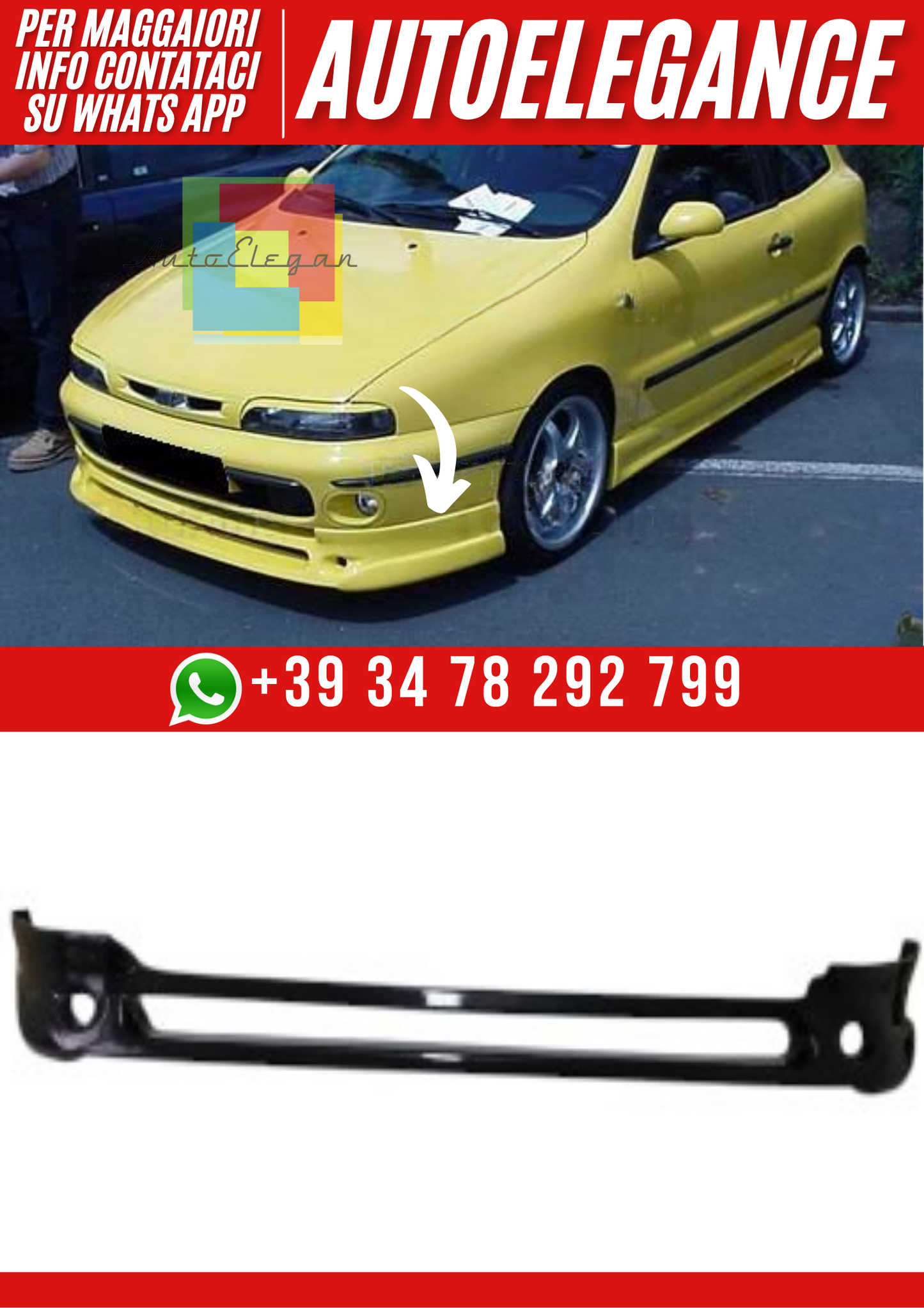 ❤️Spoiler Paraurti Anteriore Ver. I Compatibile con Fiat Bravo / Brava 1995–2❤️