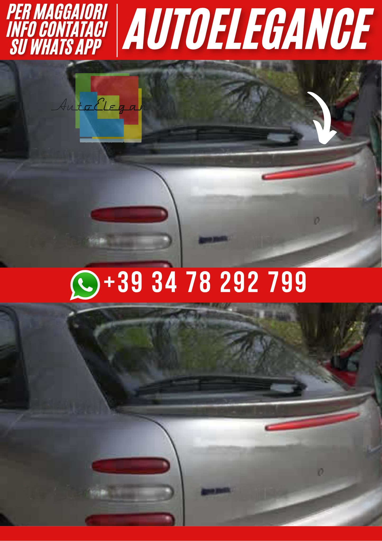 ❤️Spoiler Posteriore Ver. II per Portellone Compatibile con Fiat Brava 1995–20❤️