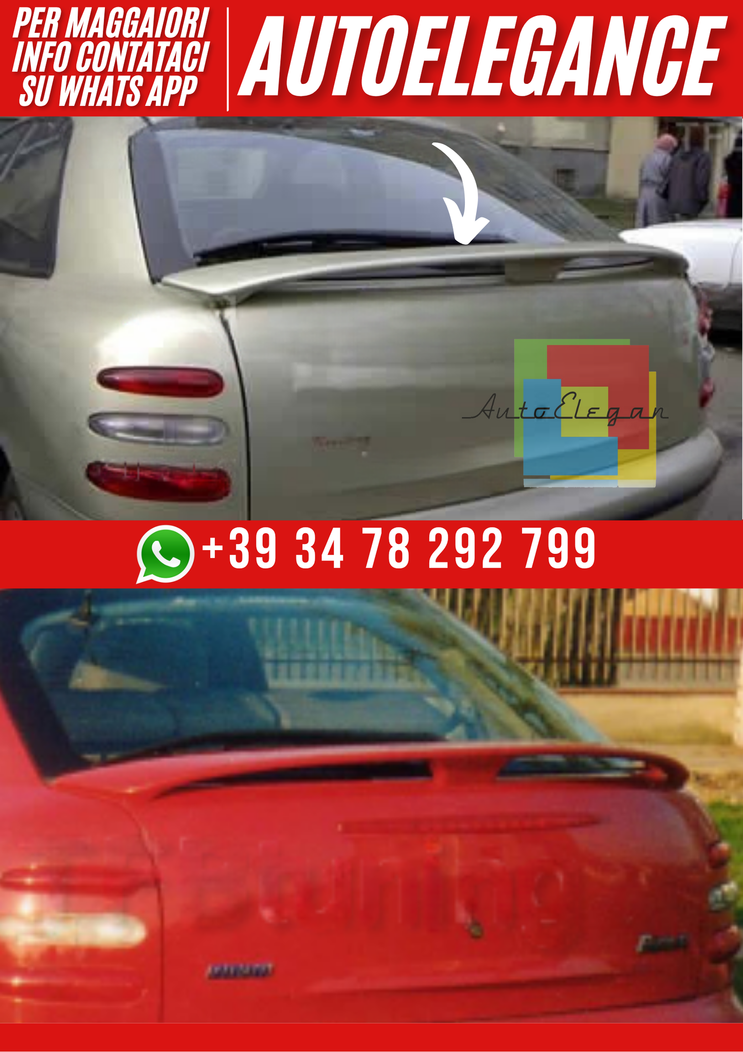 ❤️Spoiler Posteriore Ver. I per Portellone Compatibile con Fiat Brava 1995–20❤️