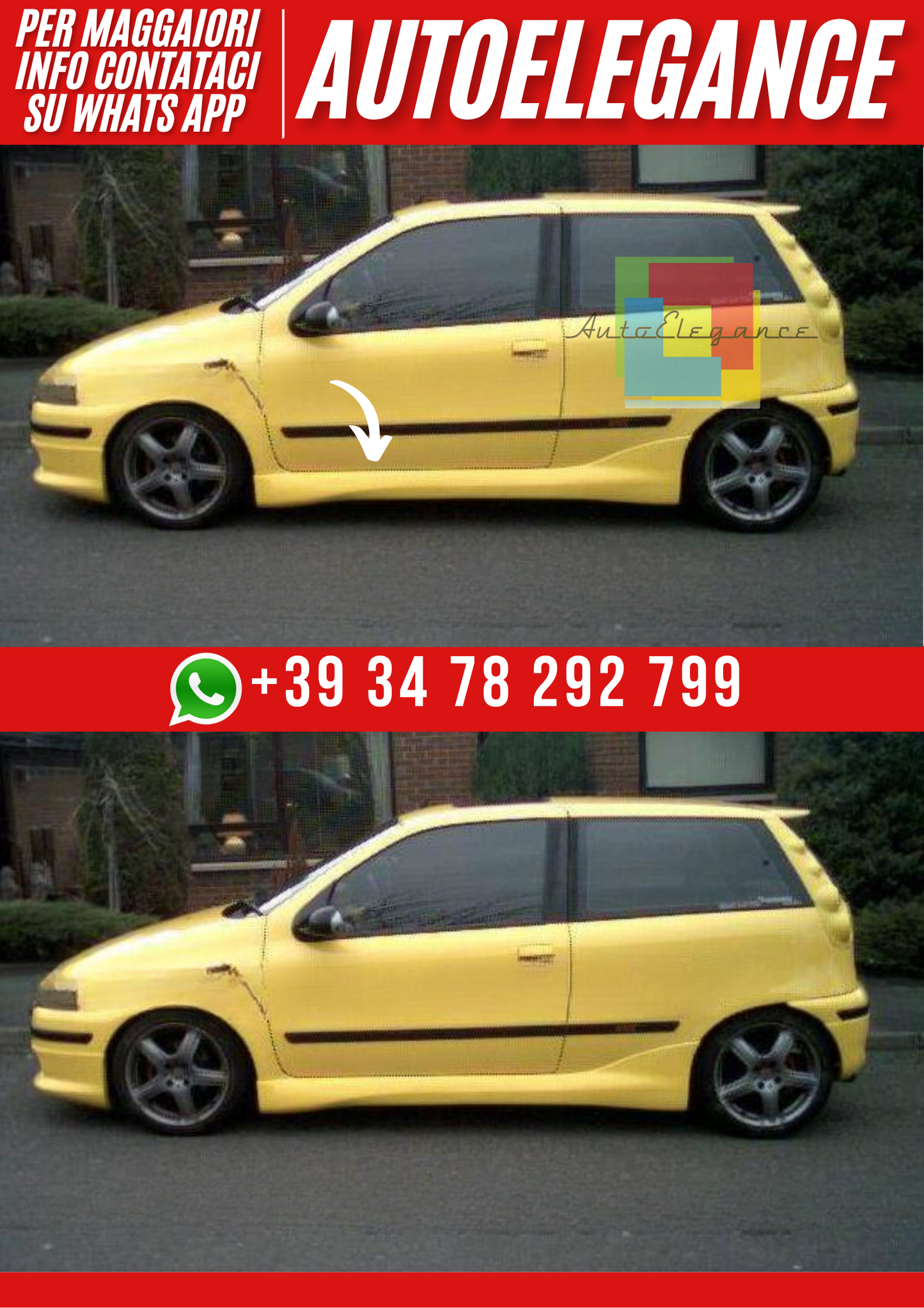❤️Minigonne Laterali Compatibili con FIAT Punto I 3 Porte 93–99  ❤️