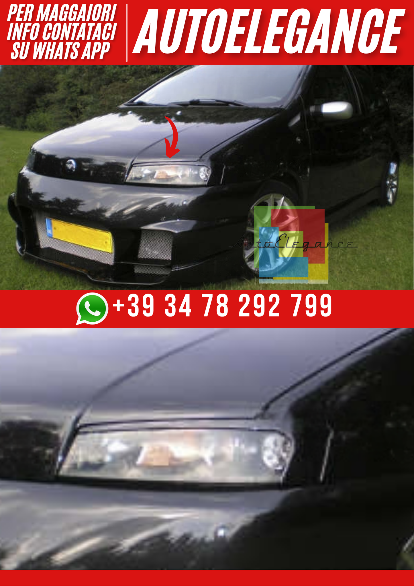 ❤️Palpebre Fari Ver.2 Compatibili con FIAT Punto II 1999–2003❤️