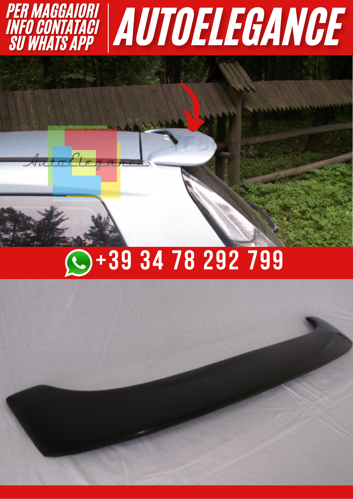 ❤️Spoiler Tetto Compatibile con FIAT Punto II 3 Porte 1999–2005❤️