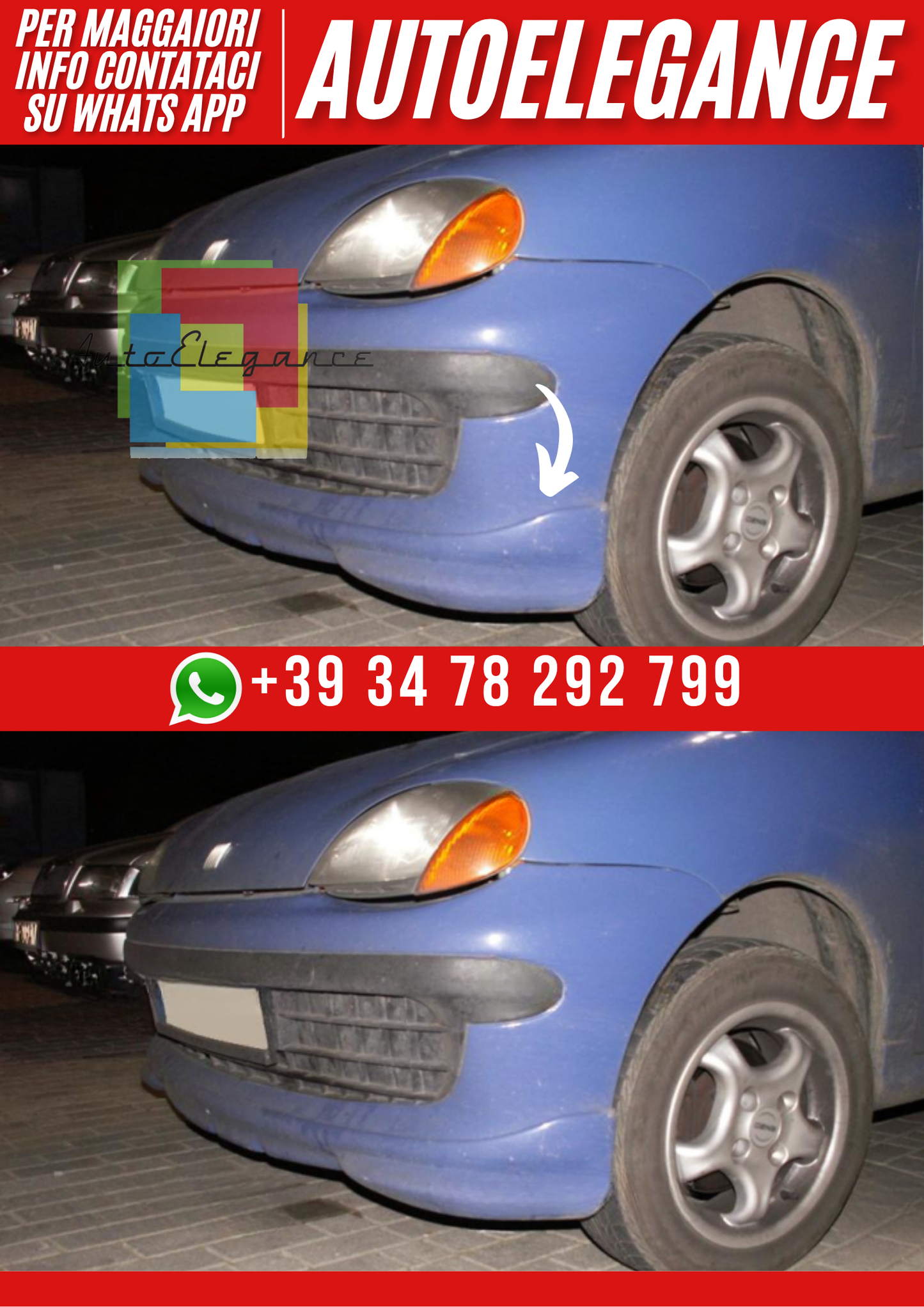 ❤️Splitter Spoiler Anteriore Compatibile con FIAT Seicento❤️