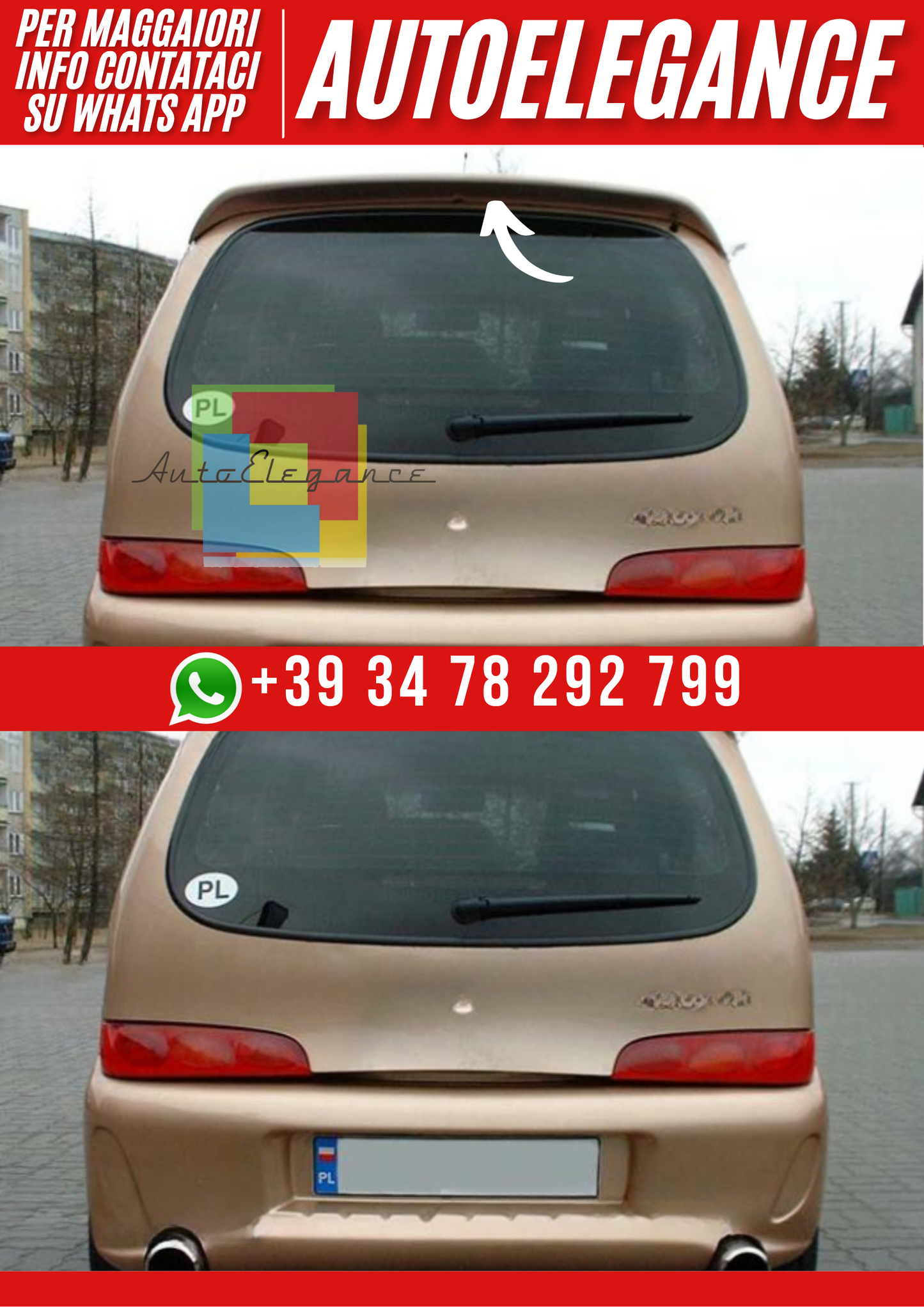❤️Spoiler Tettuccio Ver. I Compatibile con FIAT Seicento❤️