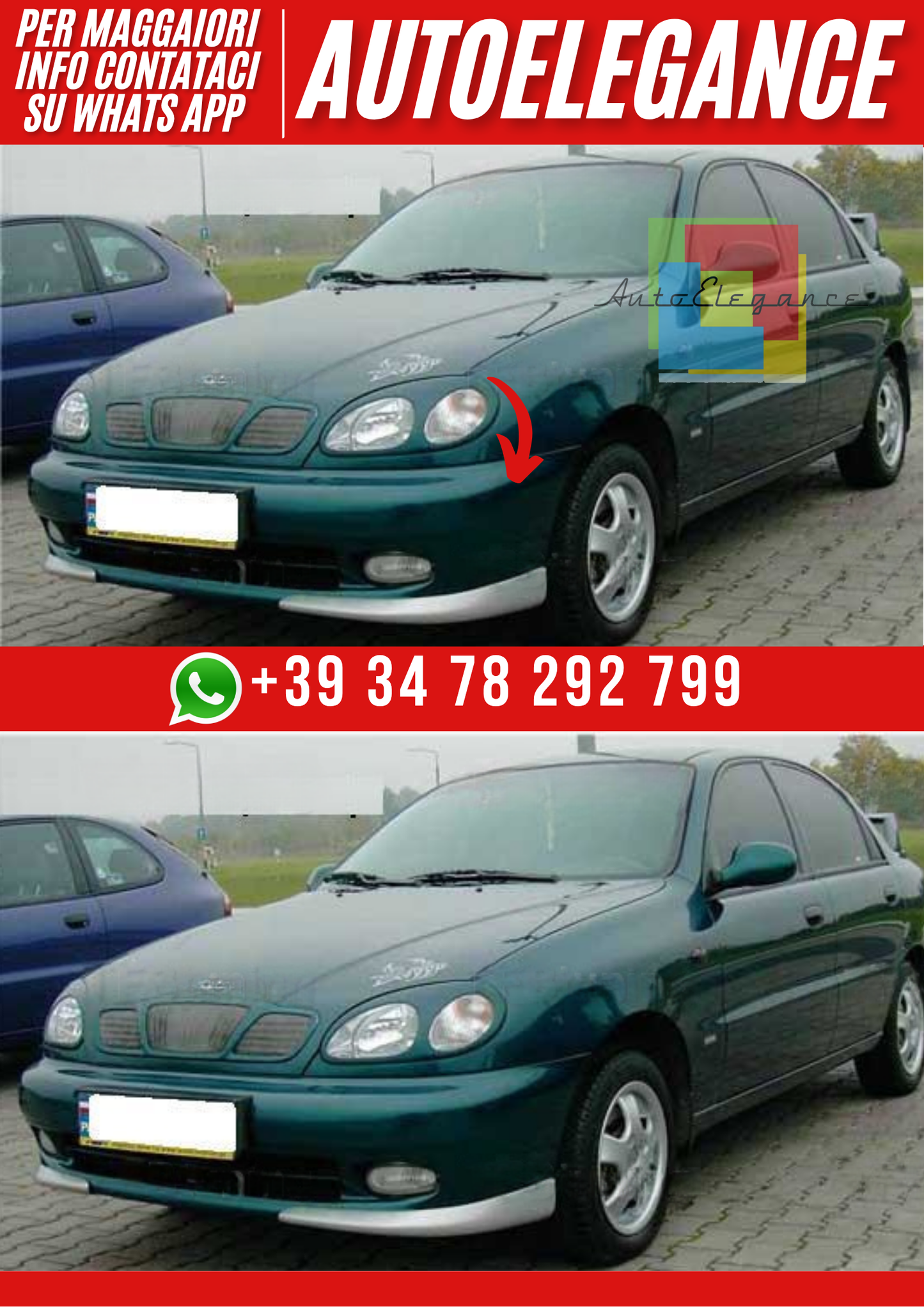 ❤️Spoiler 2 pezzi per paraurti anteriore compatibile con DAEWOO FSO Lanos❤️