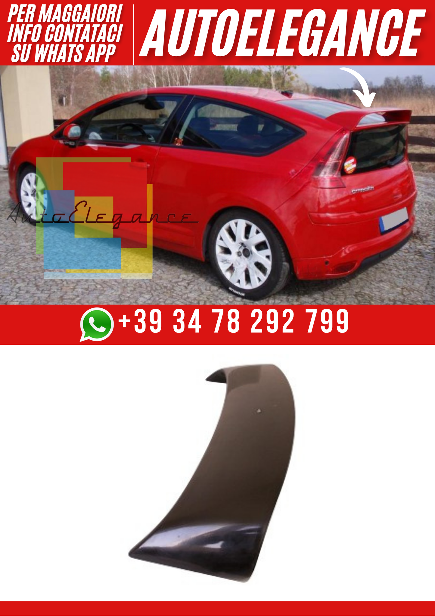 ❤️Spoiler Tettuccio Sportivo compatibile con Citroën C4 Coupé 3 Porte❤️