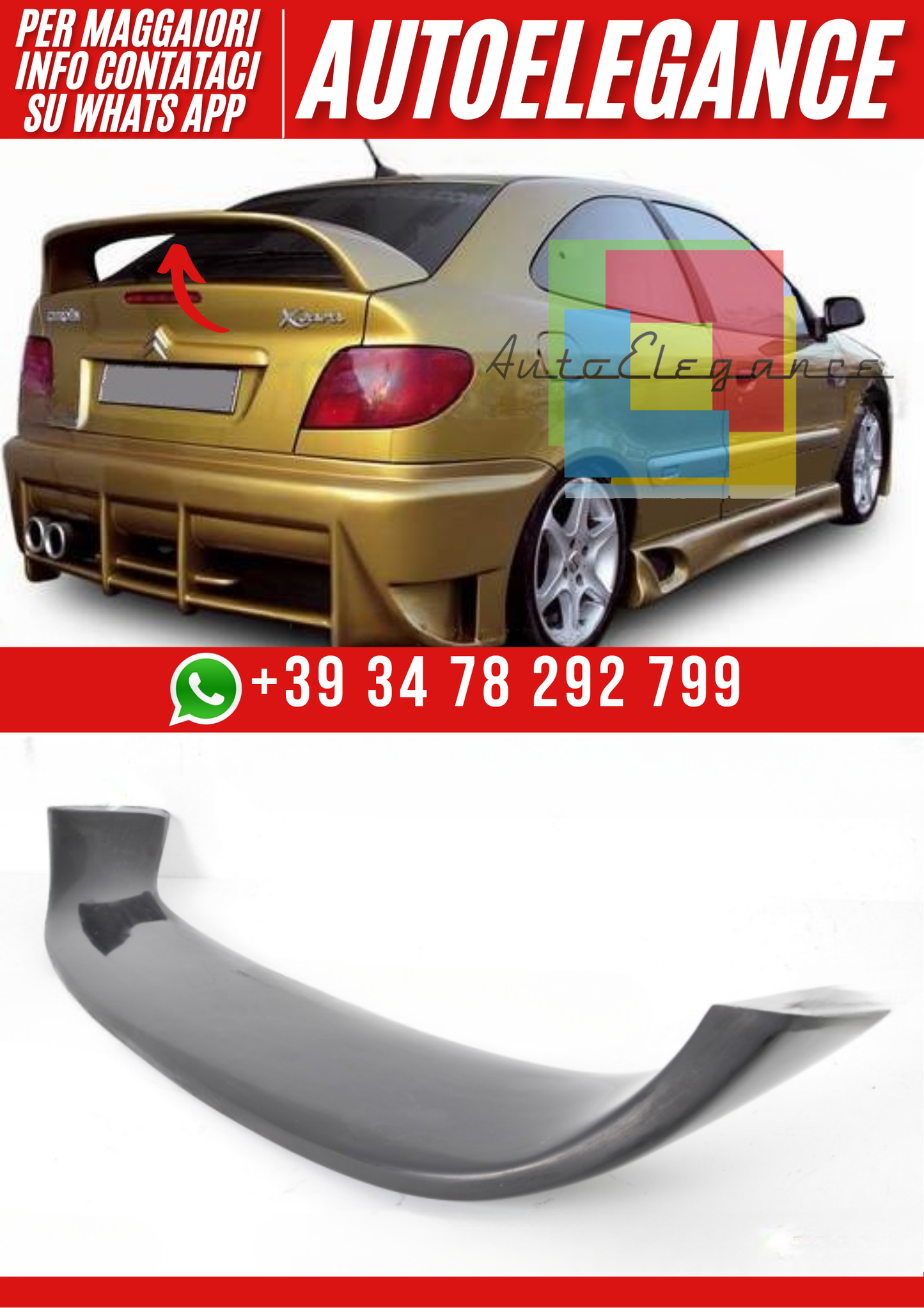 ❤️Spoiler posteriore compatibile con CITROËN Xsara Coupé 1997–2006❤️