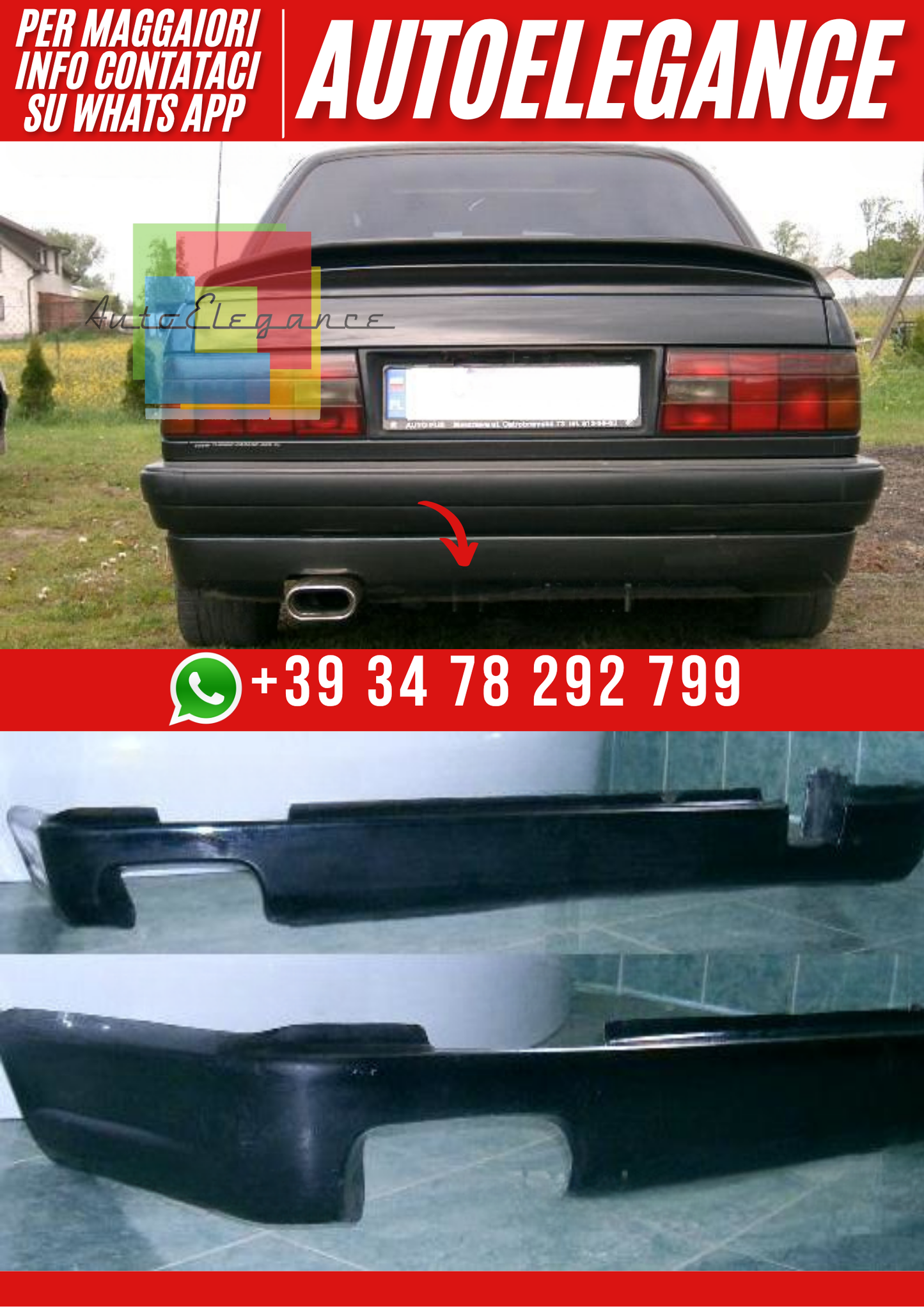 ❤️Spoiler paraurti posteriore compatibile con BMW Serie 3 E30 Berlina/Coupé ❤️