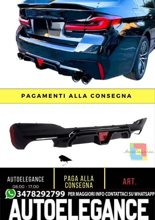 💕 Diffusore Posteriore Nero Lucido 4 Uscite LED BMW G30 M Sport 2018–2020 💕