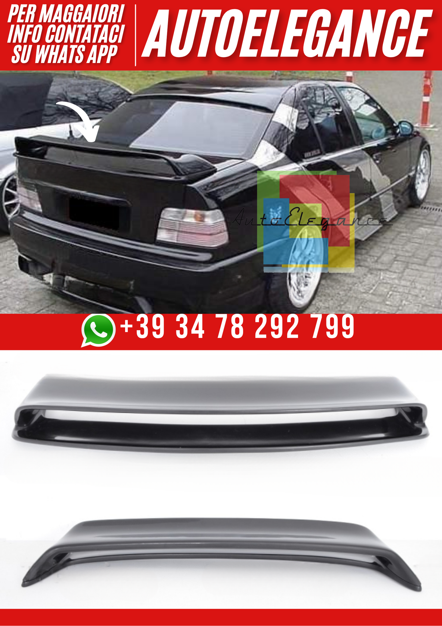 ❤️Spoiler 2 Pezzi per Portellone Posteriore BMW Serie 3 E36 Berlina (1990–2000❤️