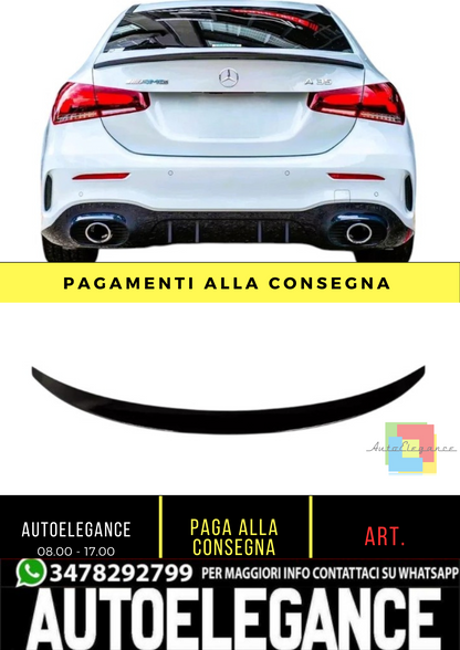 💕 Spoiler Posteriore Nero Lucido per Mercedes A-Class Berlina V177 2018+ 💕