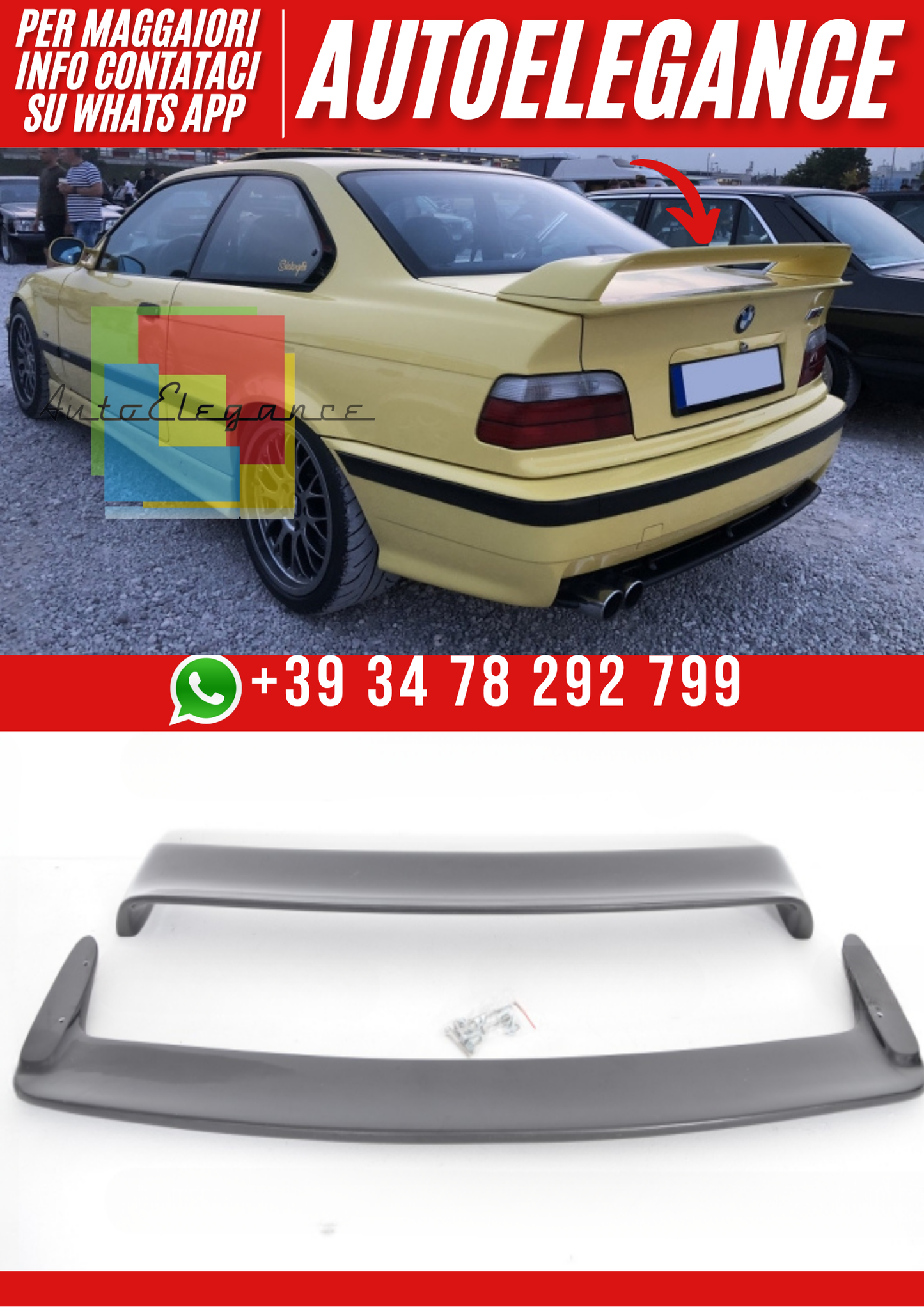 ❤️Spoiler 2 Pezzi per  Posteriore BMW Serie 3 E36 Coupe ❤️