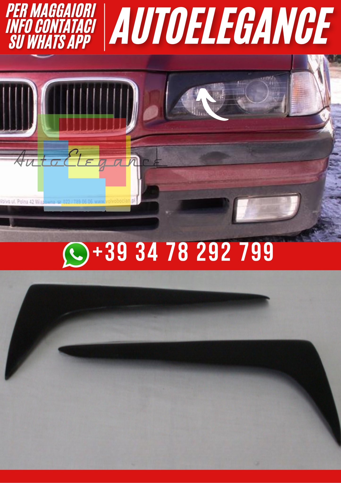 ❤️Palpebre fari “Bad Look” ver. II compatibile con BMW Serie 3 E36 1990–2000❤️