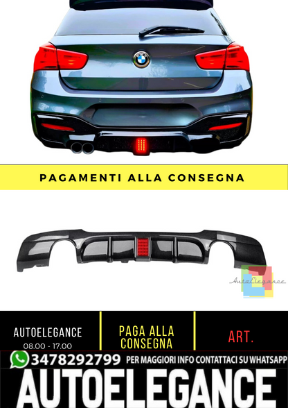 💕 Diffusore Posteriore Nero Lucido con LED per BMW Serie 1 F20 F21 LCI 💕