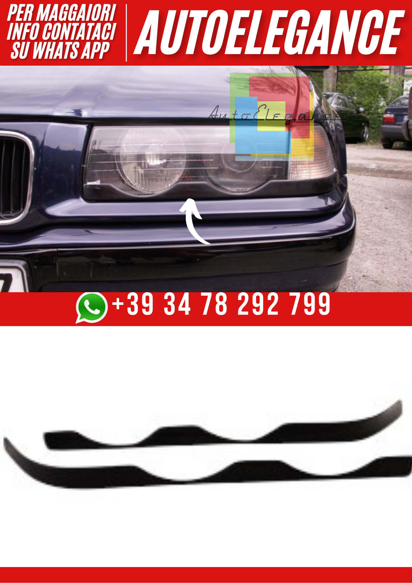 ❤️ Coprifornitura ciglia inferiori fari compatibile con BMW Serie 3 E36 1990–2❤️