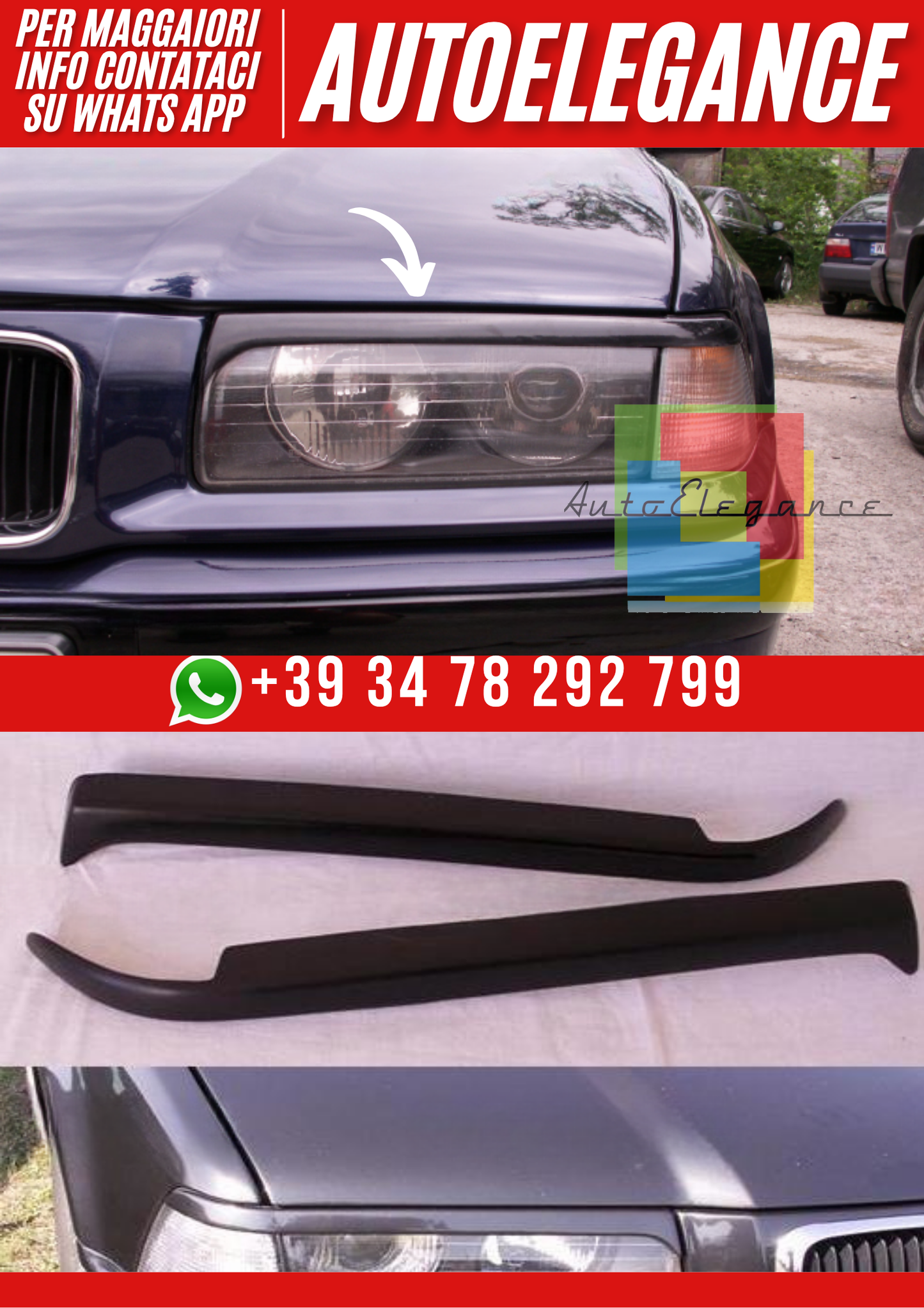 ❤️Palpebre fari anteriori compatibili con BMW Serie 3 E36 1990–2000 (ver. I)❤️