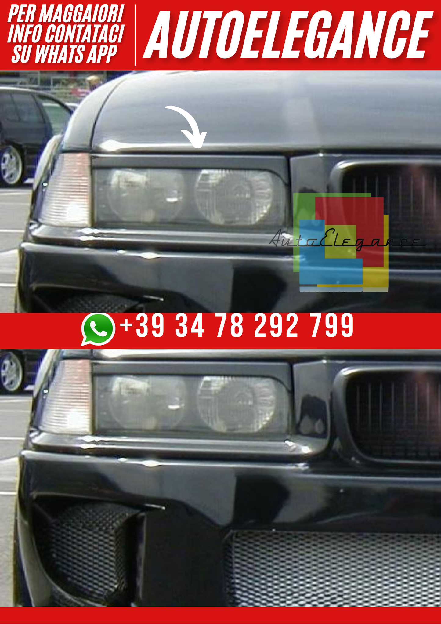 ❤️Palpebre fari anteriori compatibili con BMW Serie 3 E36 1990–2000 (ver. II)❤️