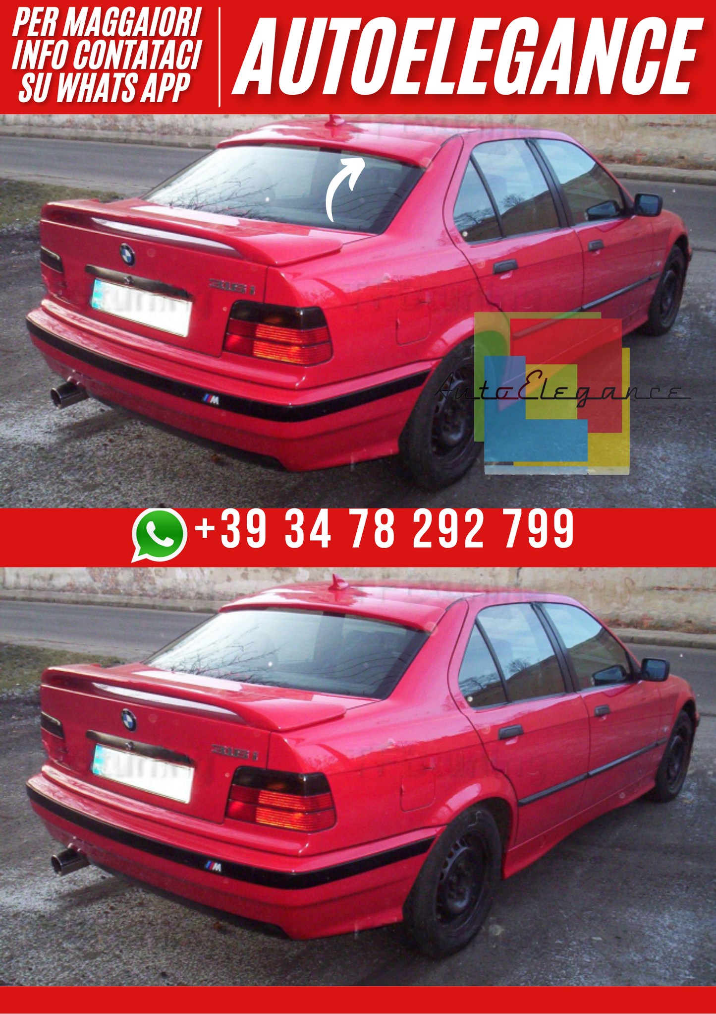 ❤️Spoiler Tetto Posteriore Compatibile con BMW E36 Berlina❤️