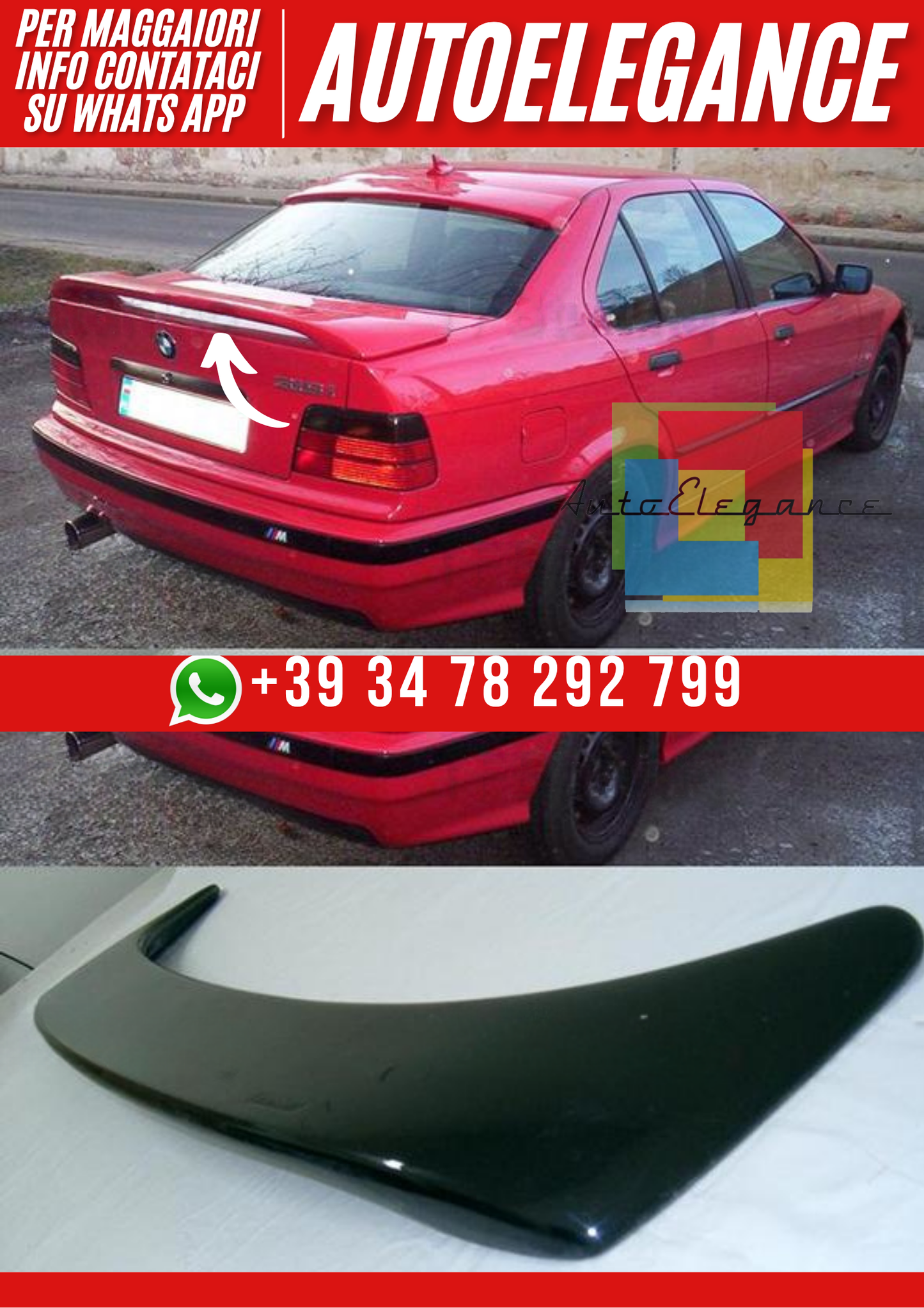 ❤️Spoiler Posteriore Basso Compatibile con BMW E36 Berlin❤️
