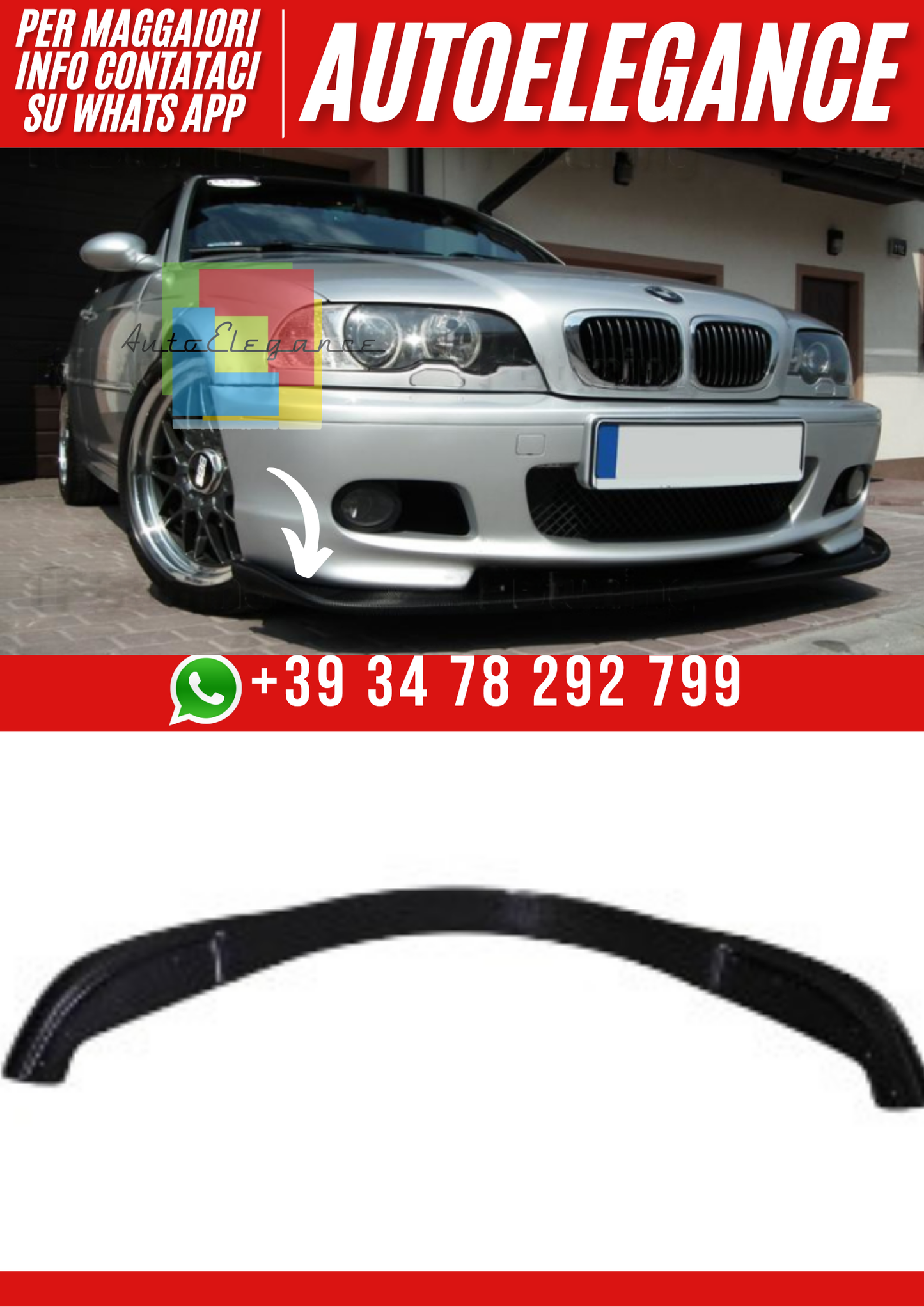 ❤️Spoiler Diffusore Anteriore Compatibile con BMW E46 M Pack❤️