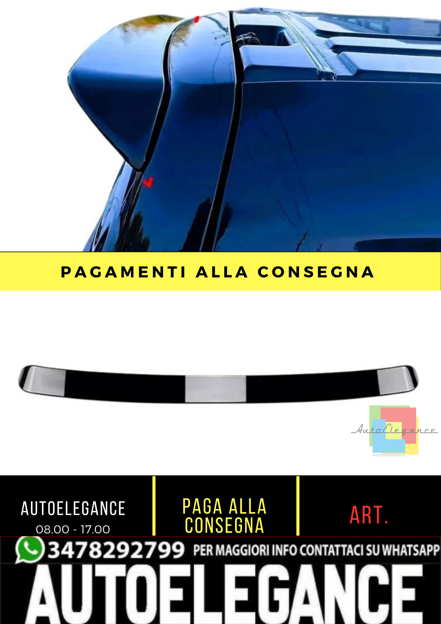 💕 Spoiler Tetto Posteriore Nero Lucido per Mercedes V-Class Vito W447 14–22 💕