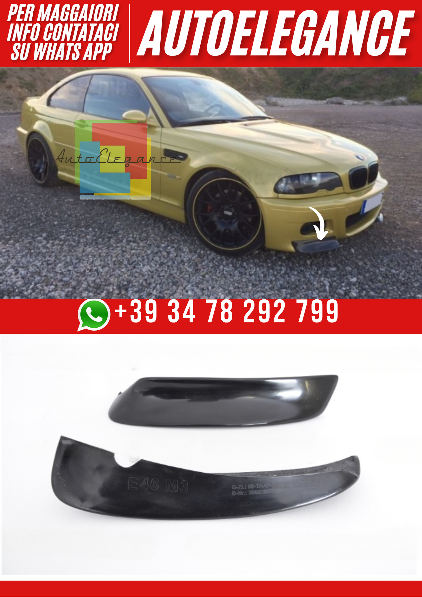 ❤️Splitter Anteriori FLAP Look CSL Compatibili con BMW E46 M3❤️