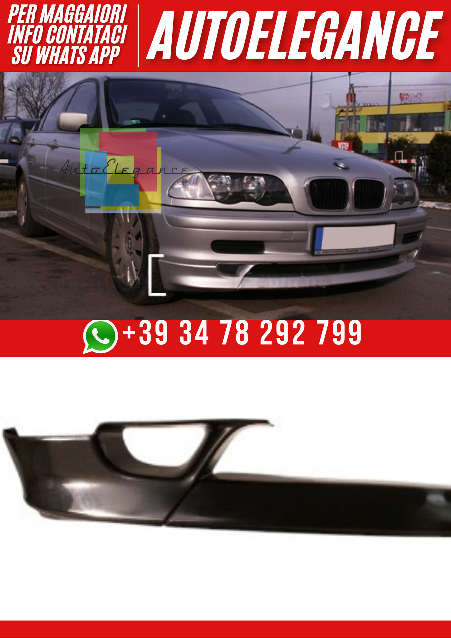 ❤️Splitter Anteriore Spoiler Compatibile con BMW E46 Berlina/Kombi 1998–2002❤️