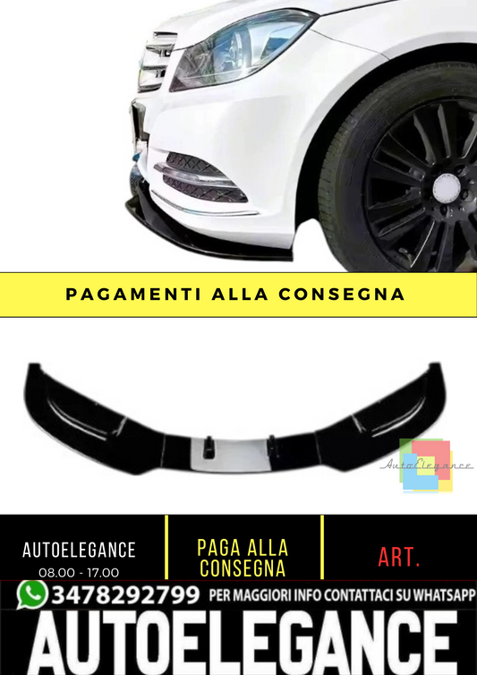 💕 Splitter Anteriore Nero Lucido Brabus Style per Mercedes C W204 SE 💕