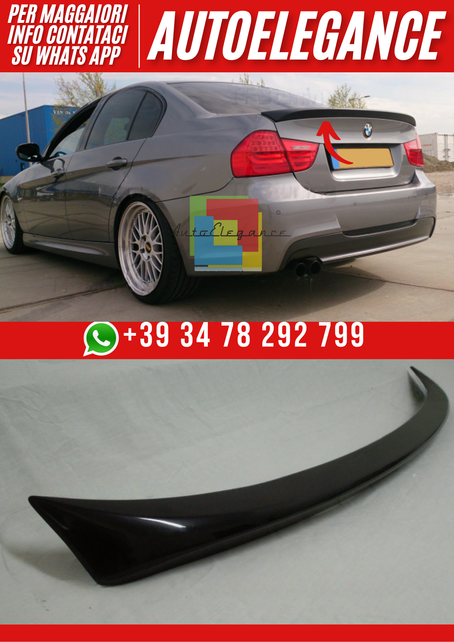 ❤️Spoiler Posteriore Compatibile con BMW E90 Berlina 2005–2011 Look M❤️