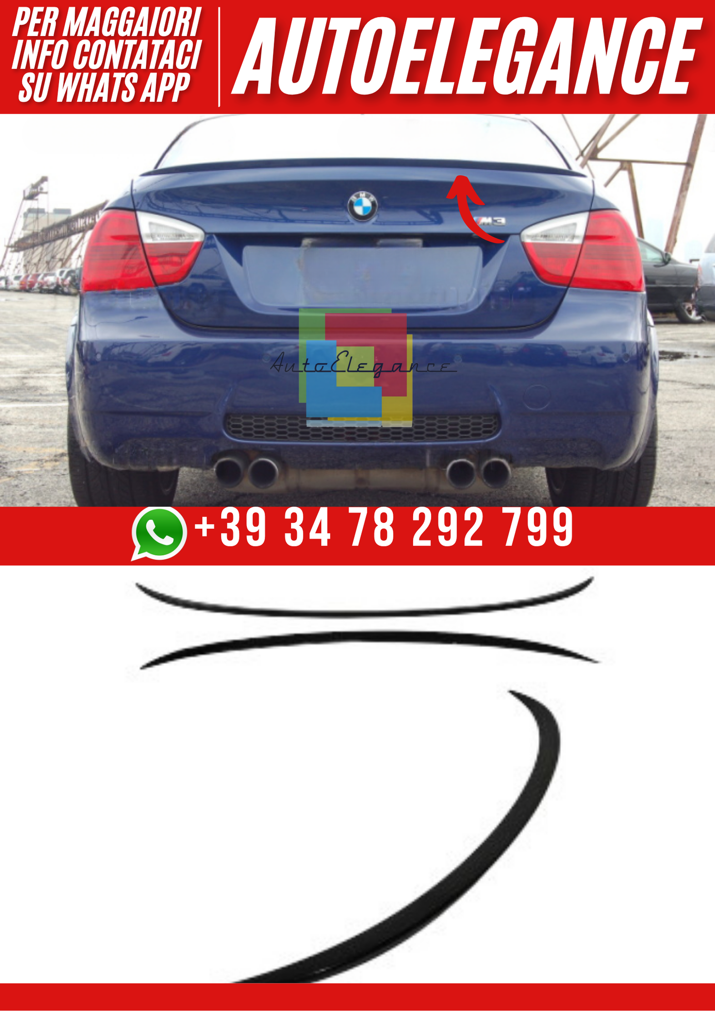 ❤️Spoiler Posteriore Compatibile con BMW E90 Berlina 2005–2011 Look M ver 2❤️
